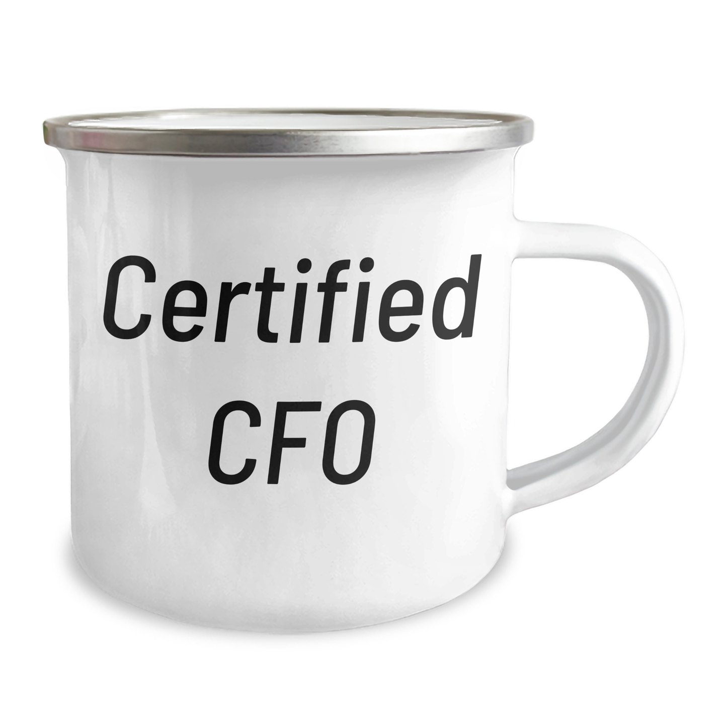 Funny CFO Gifts from Friends for Father's Day Unique Camping Mug, 'Certified Cfo' Quote on 12 oz Stainless Steel with Enamel Finish, Ideal Gift for Men, Family, or Coworkers - Victory Thru Vision