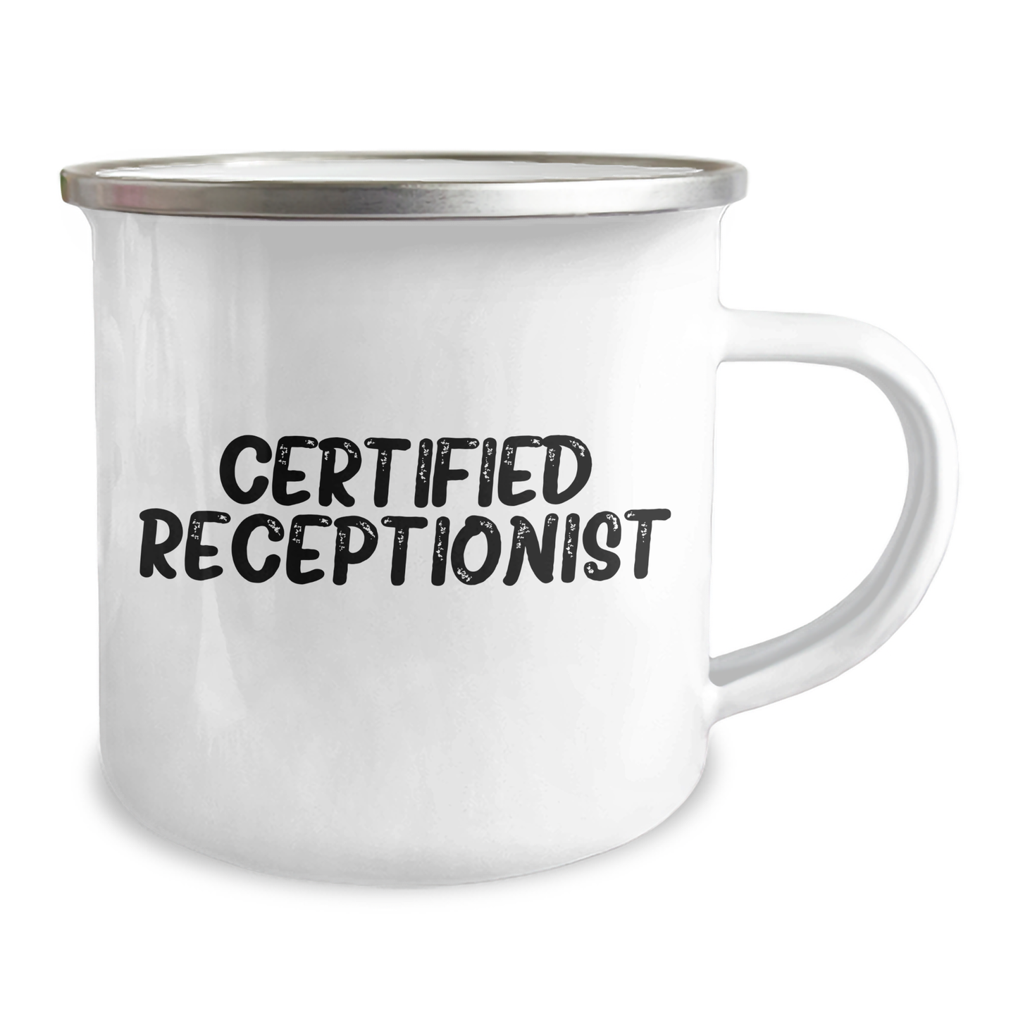 Funny Receptionist Gifts from Friends for Men, 'Certified Receptionist' Quote on Camping Mug, Unique Father's Day Unique Gifts - Victory Thru Vision