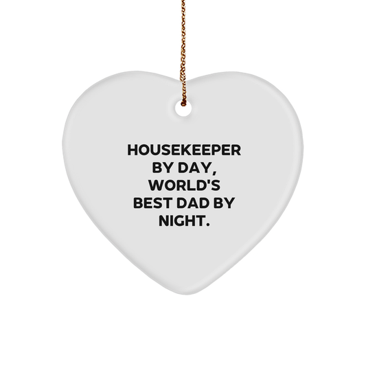 Funny Housekeeper Gifts by Day, Heart Ornament by Night, Christmas Unique Gifts for Housekeepers from Family - Victory Thru Vision