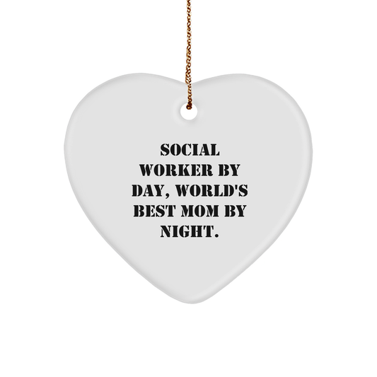 Social Worker Gifts, Heart Ornament, Funny Quote, Christmas Unique Gifts from Friends to Social Worker - Victory Thru Vision
