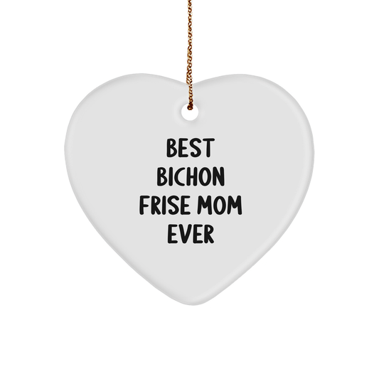 Bichon Frise Dog Mom Gifts from Friends, Unique Heart Ornament for Christmas - Victory Thru Vision
