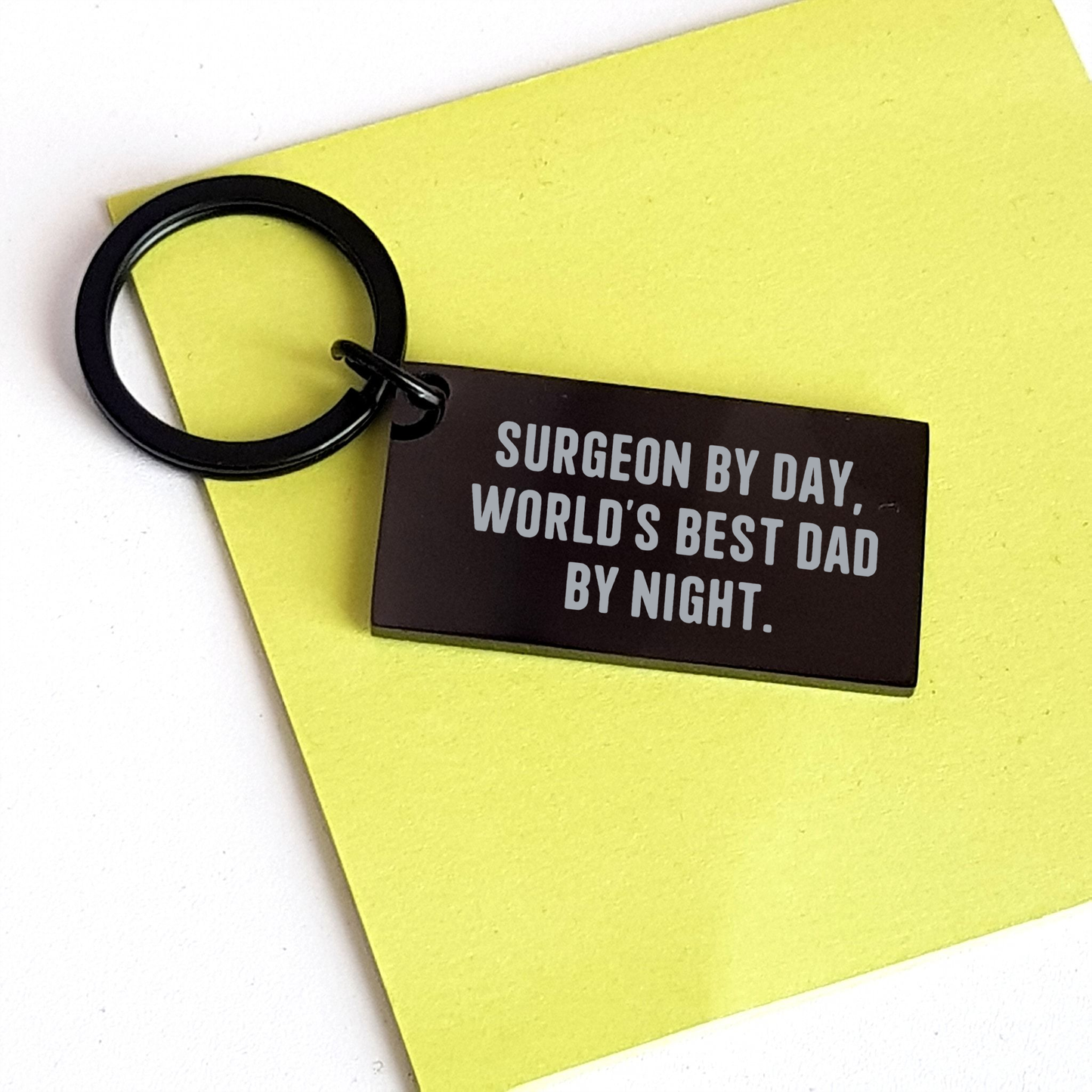 Surgeon Keychain Gifts from Men, Unique Dad Keychain for Mother's Day, 'Surgeon By Day, World's Best Dad By Night.' Engraved Stainless Steel Keychain - Image 3