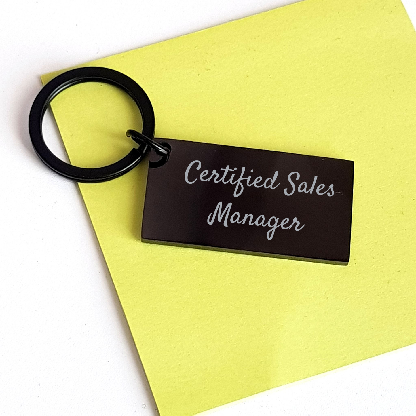 Funny Sales Manager Gifts Keychain, 'Certified Sales Manager' Engraved Black Stainless Steel Keychain, Gifts from Family to Sales Manager, Father's Day Unique Gifts - Image 3