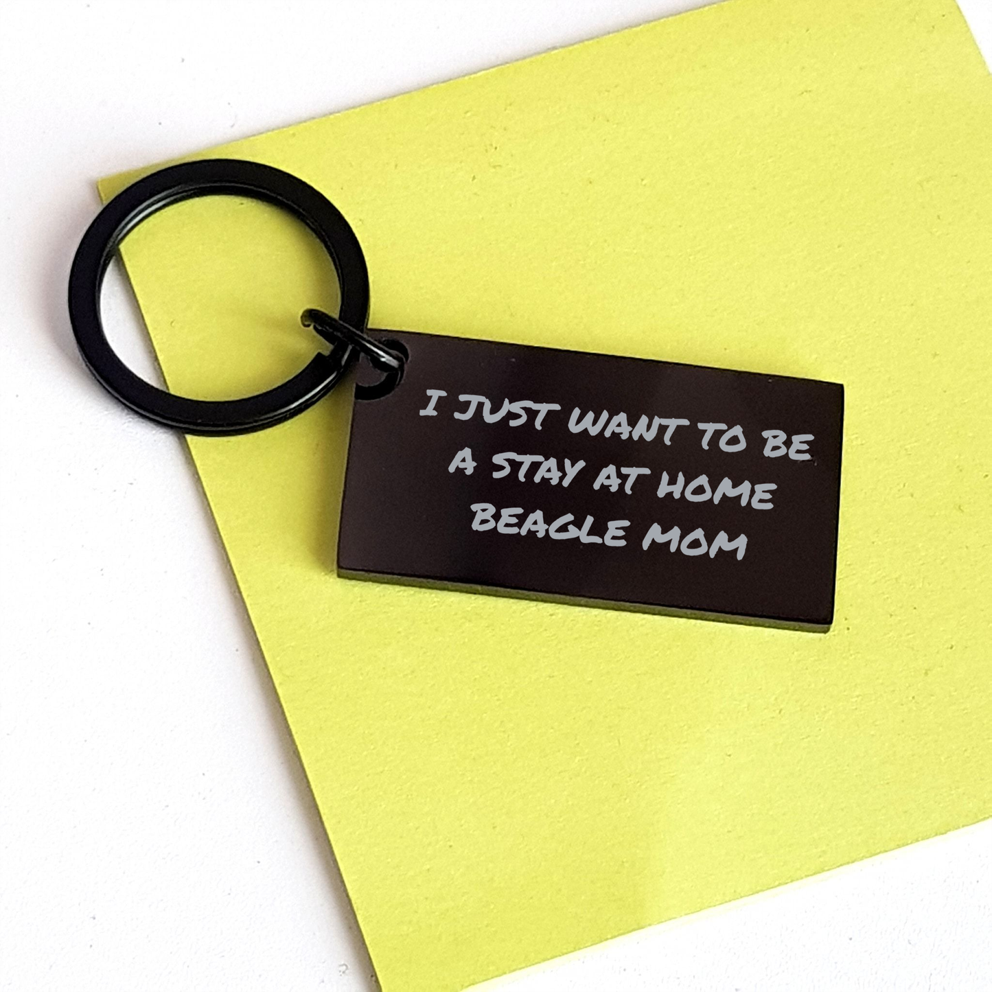 Beagle Dog Mom Keychain for Men or Women, Funny Quote, Black Stainless Steel, Father's Day Unique Gifts from Family - Image 3