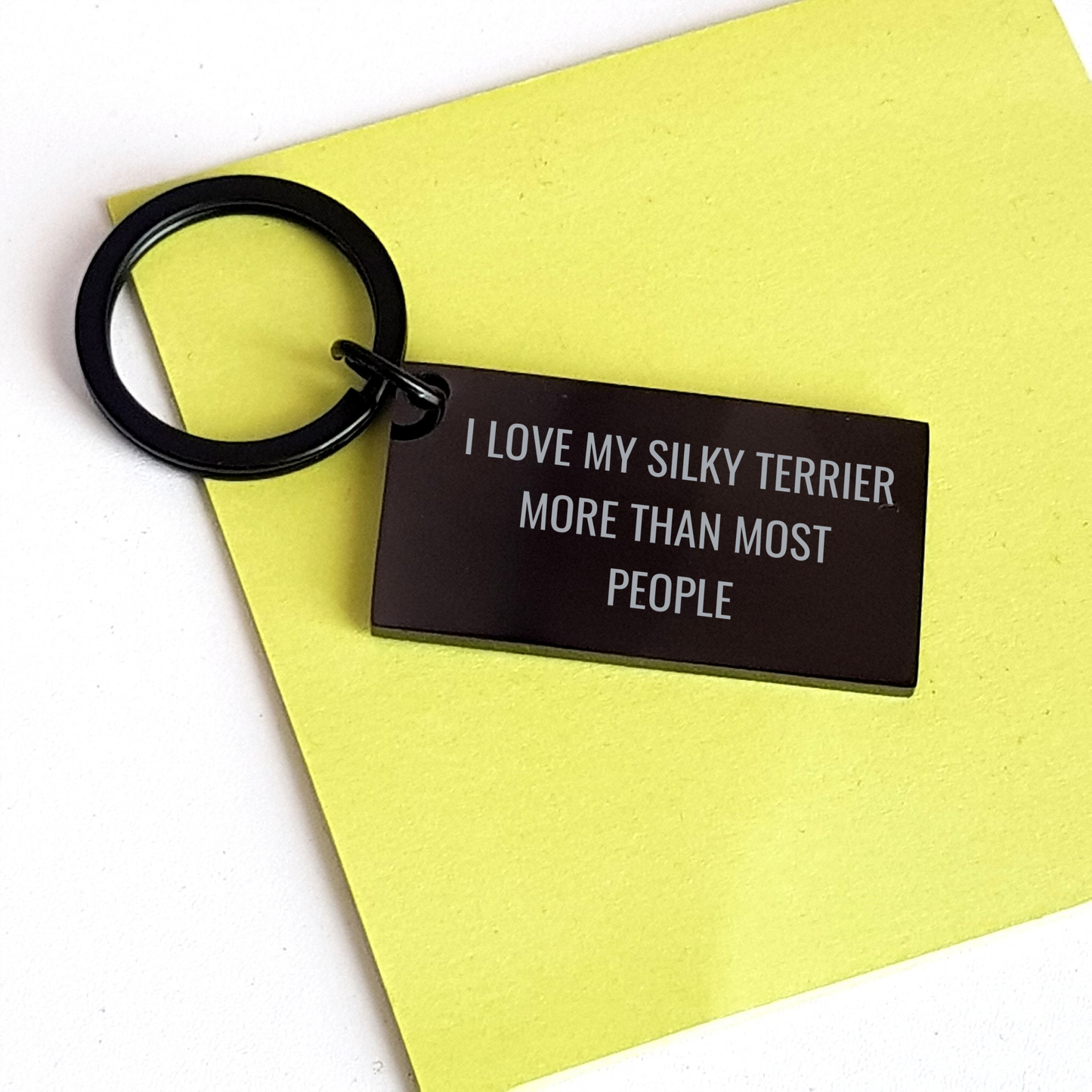 Silky Terrier Dog Lovers Keychain, Funny Quote Gifts from Friends to Family, Unique Father's Day Keychain for Men, 'I Love My Silky Terrier More Than Most People' - Image 3