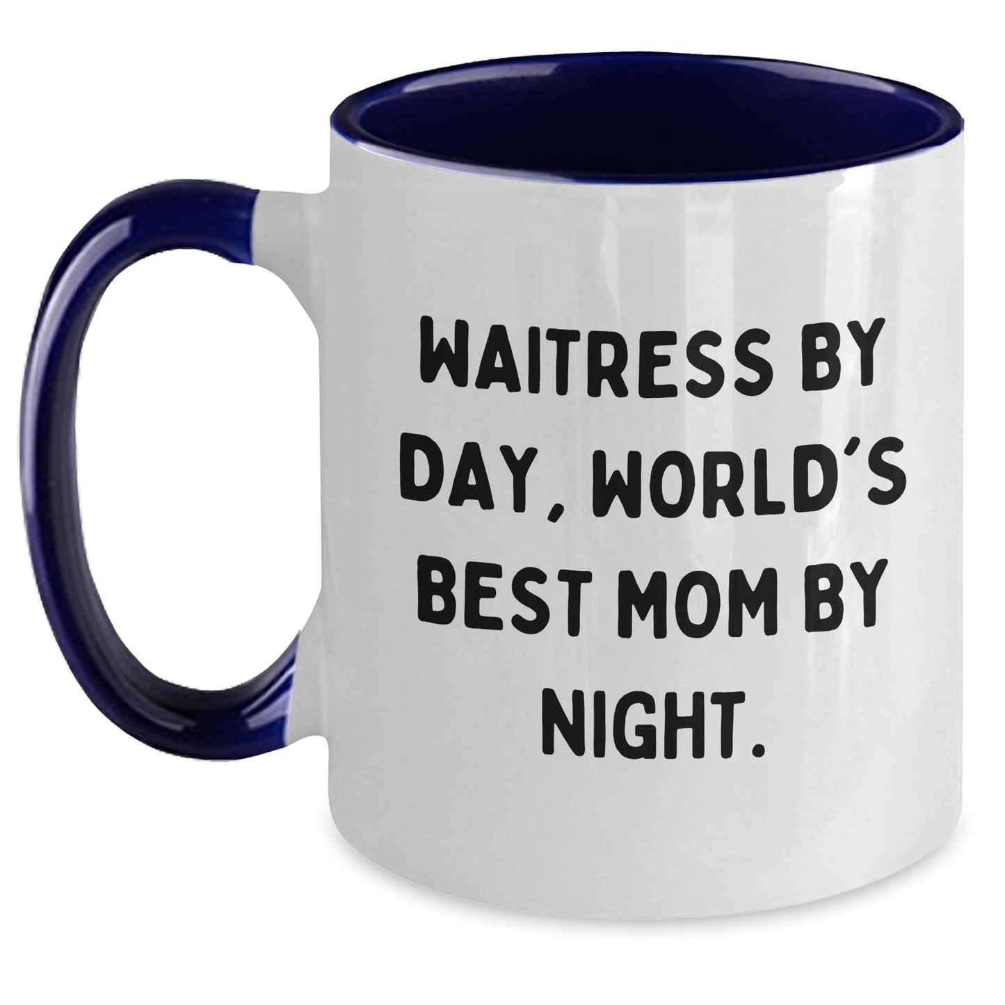 Funny Waitress Gifts from Mom - Two Tone Coffee Mug, Black and White, Red and White, Navy and White, or Pink and White, Microwave and Dishwasher Safe, Perfect for Father's Day - Main