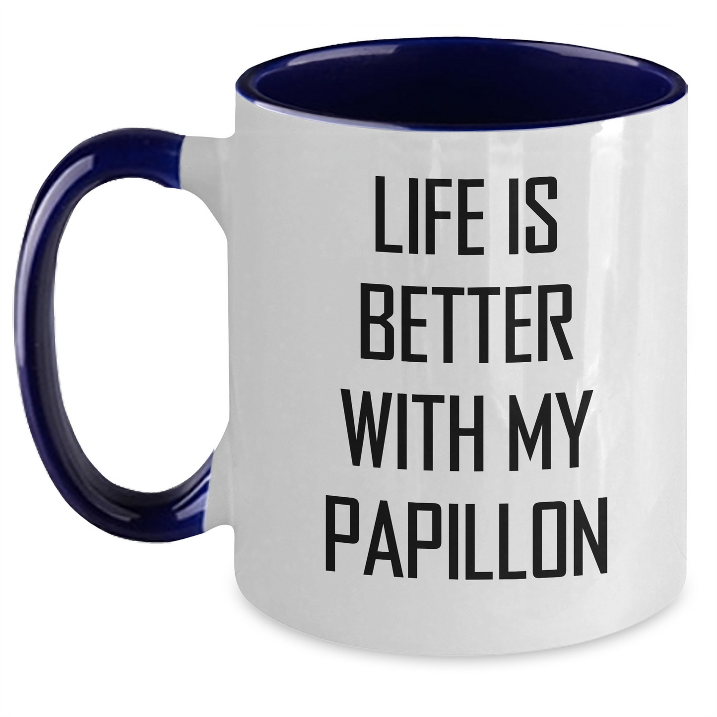 Funny Papillon Dog Lover Gifts from Mom to Dad on Father's Day - Two Tone Coffee Mug - Victory Thru Vision