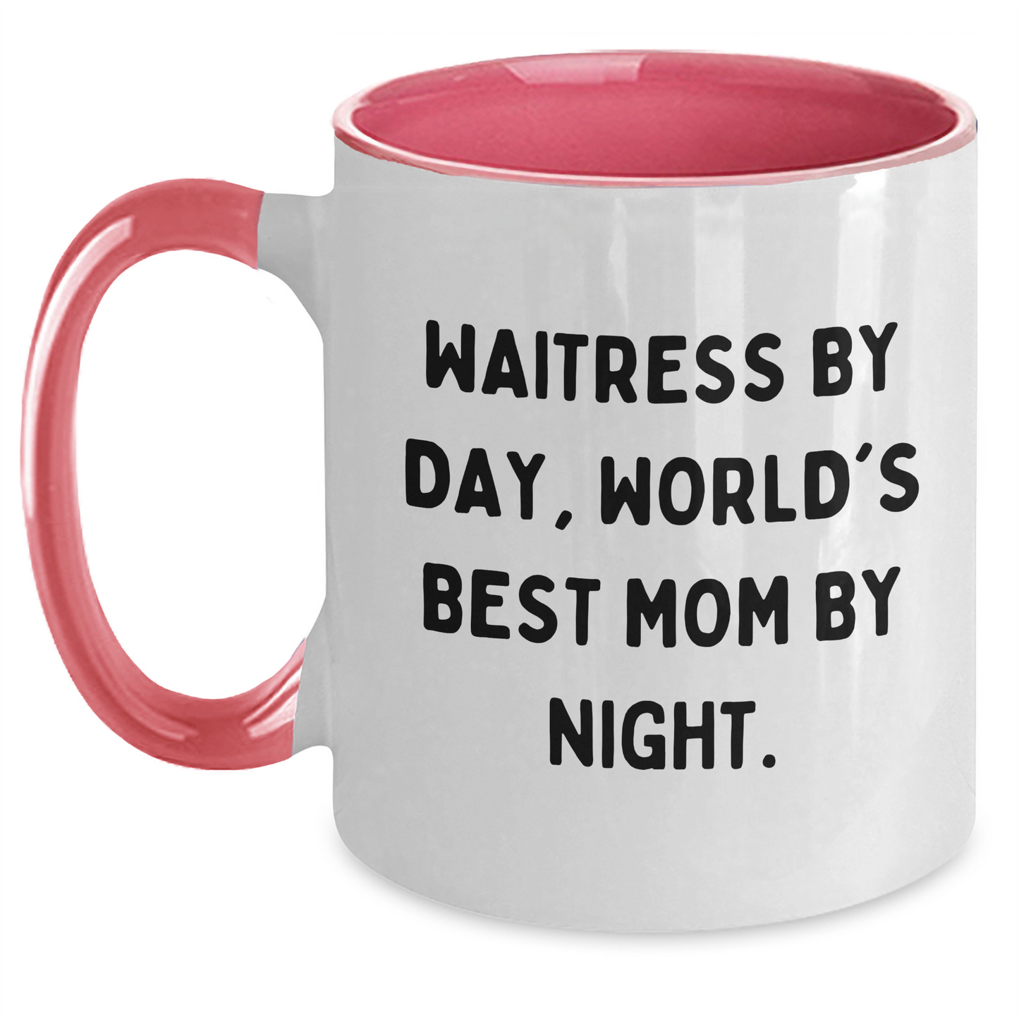 Funny Waitress Gifts from Mom - Two Tone Coffee Mug, Black and White, Red and White, Navy and White, or Pink and White, Microwave and Dishwasher Safe, Perfect for Father's Day - Main
