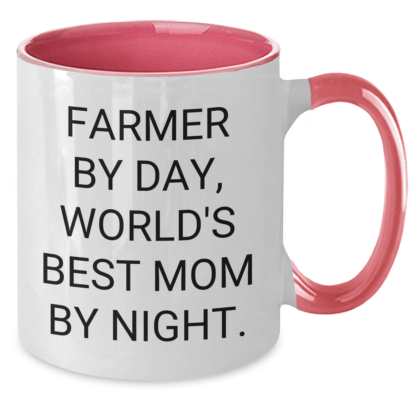 Farmer Gifts from Men, Funny Two Tone Coffee Mug, Mom's Special Day - 'Farmer By Day, World's Best Mom By Night.' - Victory Thru Vision