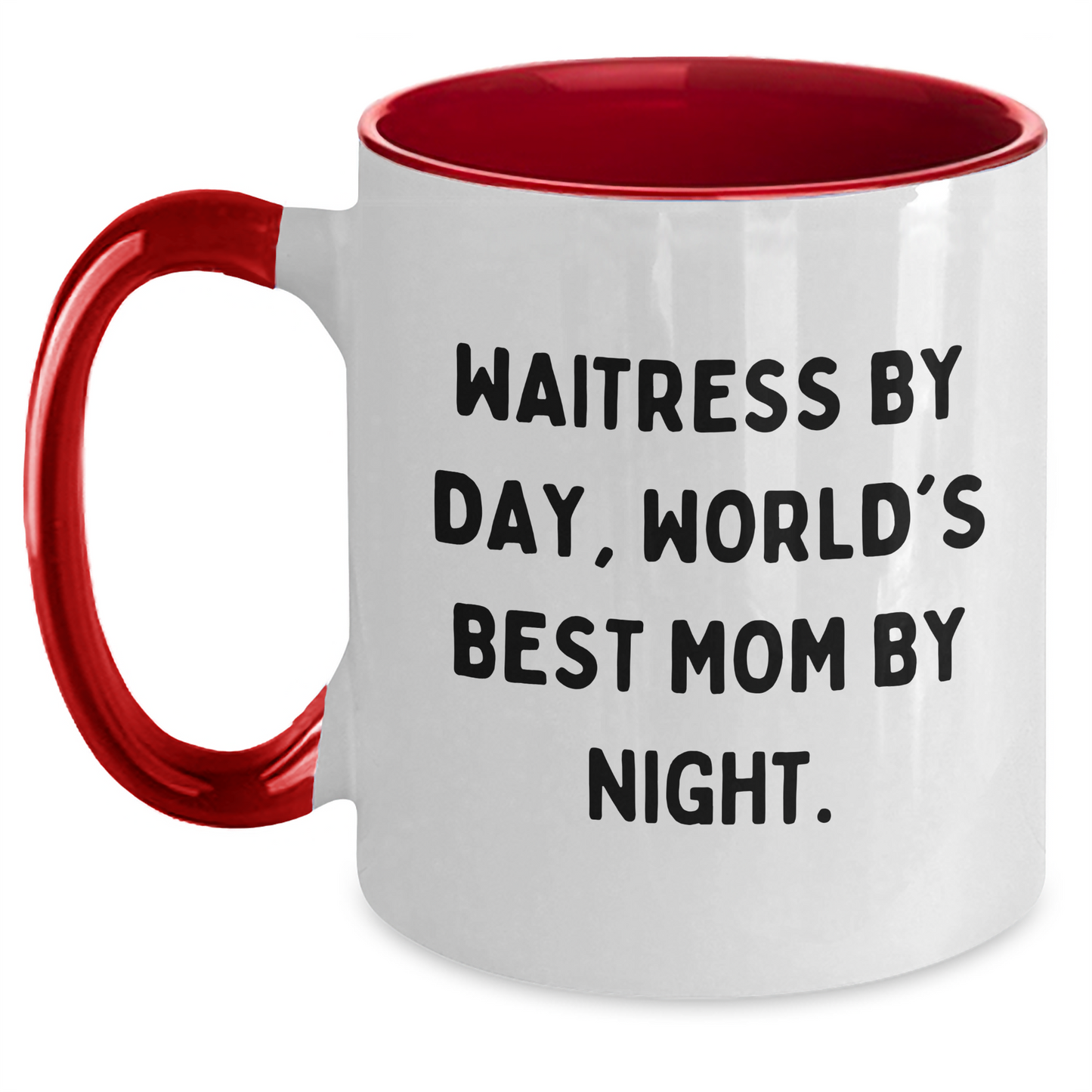 Funny Waitress Gifts from Mom - Two Tone Coffee Mug, Black and White, Red and White, Navy and White, or Pink and White, Microwave and Dishwasher Safe, Perfect for Father's Day - Main