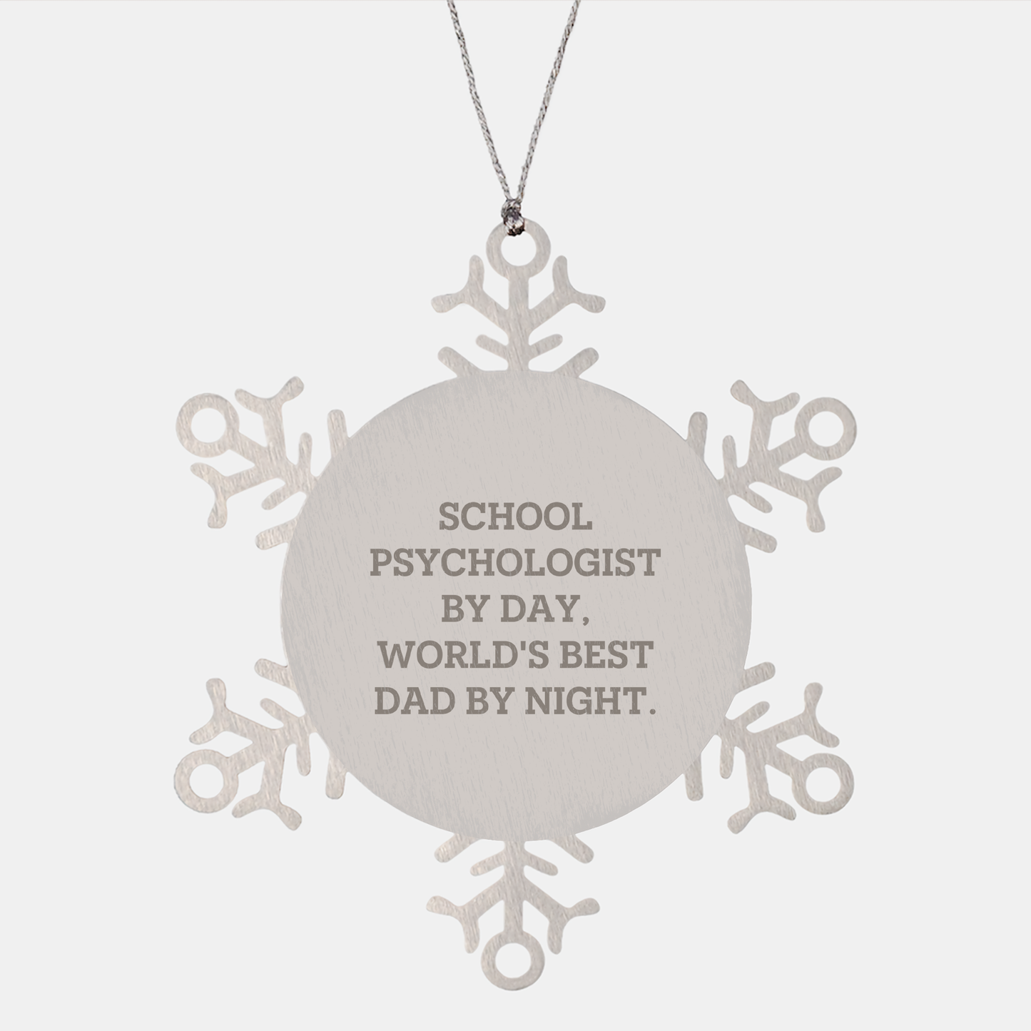 School Psychologist Gifts, Funny Snowflake Ornament for Christmas, Gifts from Dad, 'School Psychologist By Day, World's Best Dad By Night.' - Image 1