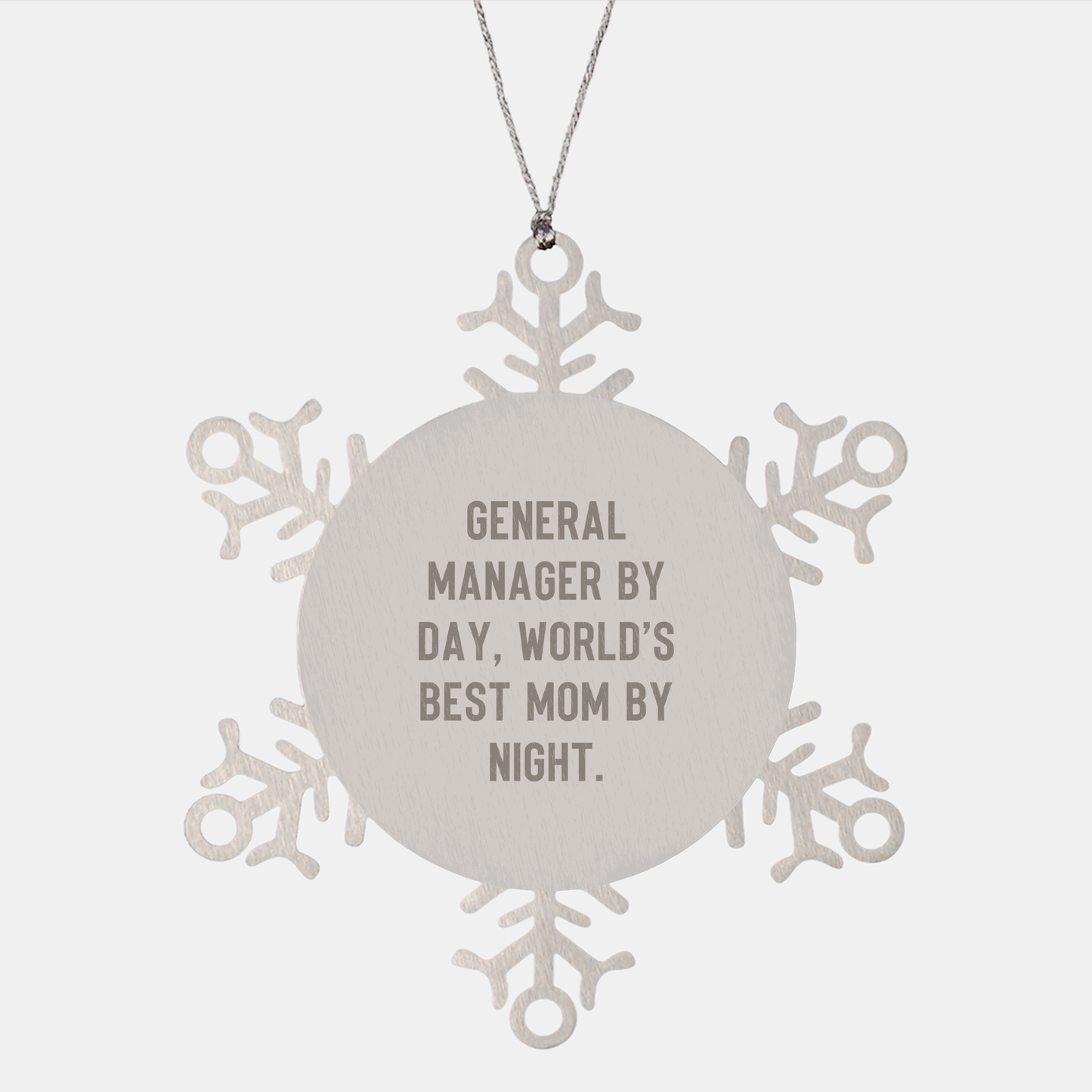 General Manager Gifts, Snowflake Ornament, Funny Quote Christmas Ornament, Gifts from Family, General Manager by Day, World's Best Mom by Night - Image 1