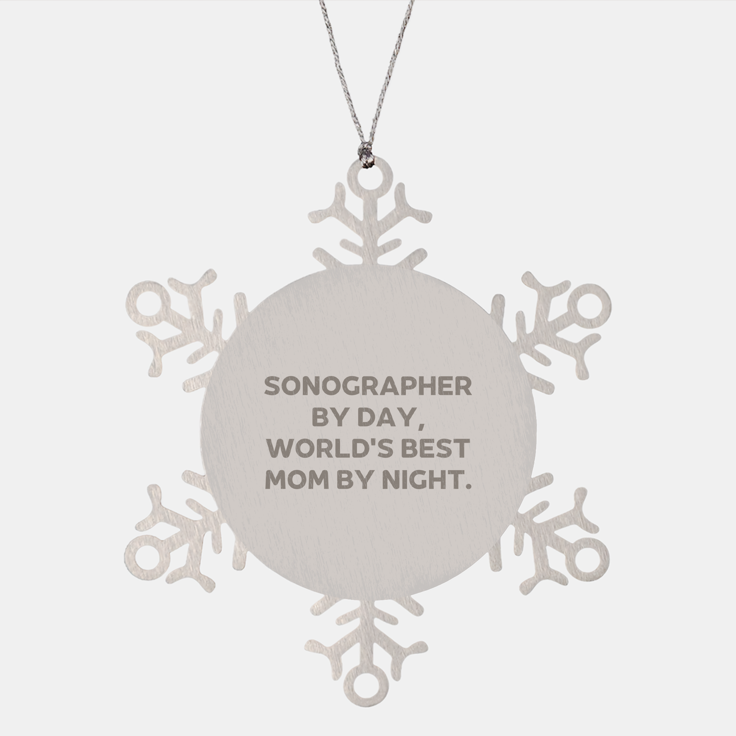 Sonographer Snowflake Ornament Gifts from World's Best Mom By Night, Funny Christmas Memorable Present for Sonographer - Image 1