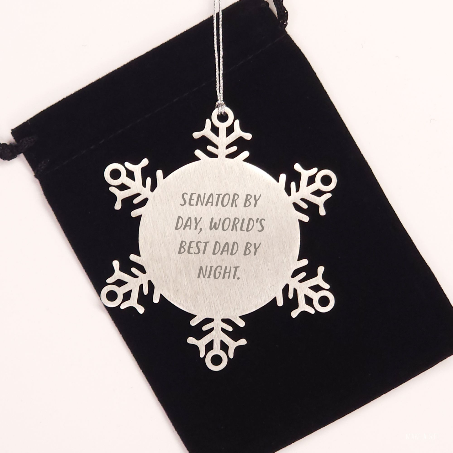 Senator Snowflake Ornament Gifts from Men to Senator, Funny Quote, 3.14 Inch Stainless Steel - Image 2