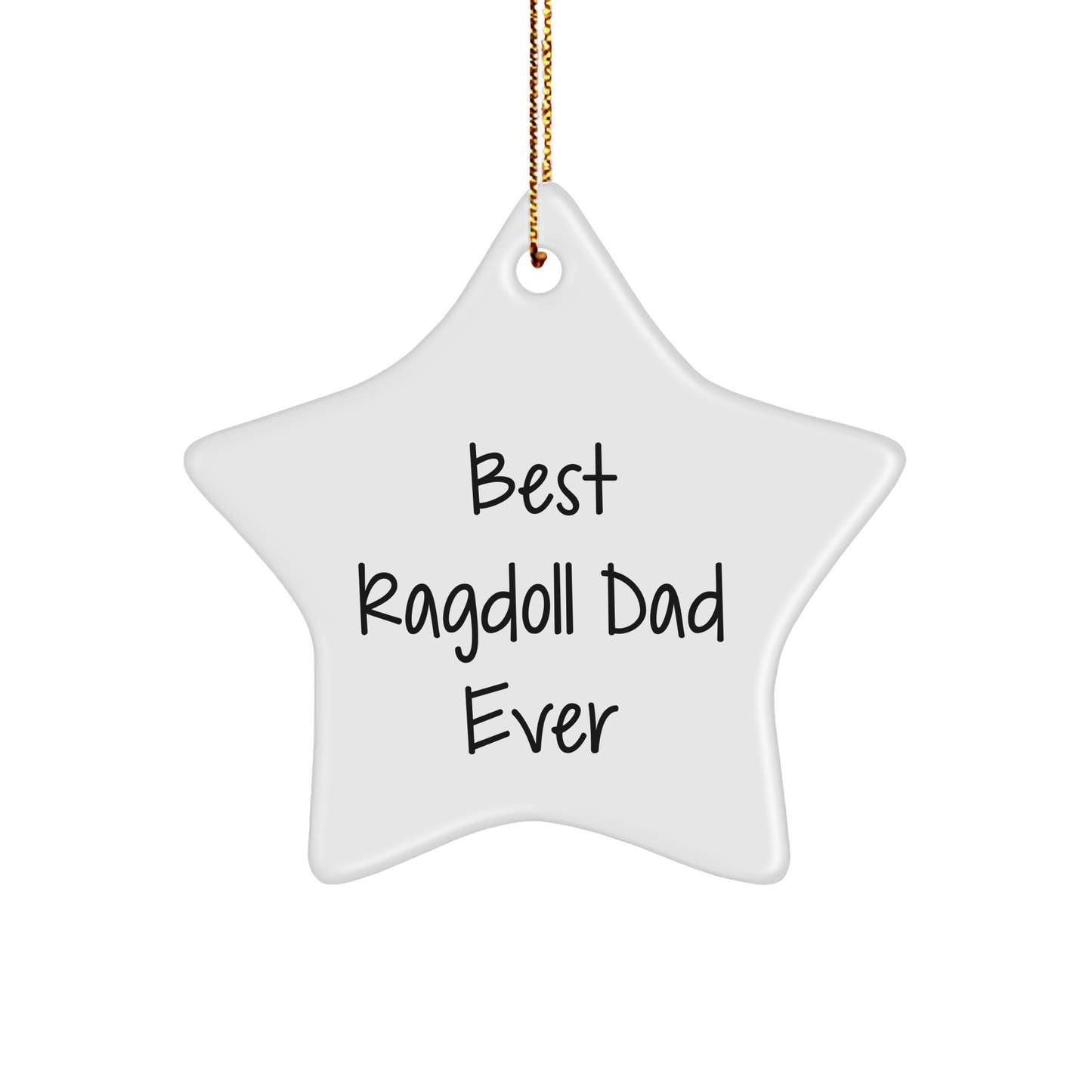 Ragdoll Cat Dad Christmas Unique Gift, Best Ragdoll Dad Ever Star Ornament, Unique Christmas Unique Gift for Men, White Star Shaped MDF Ornament - Image 1