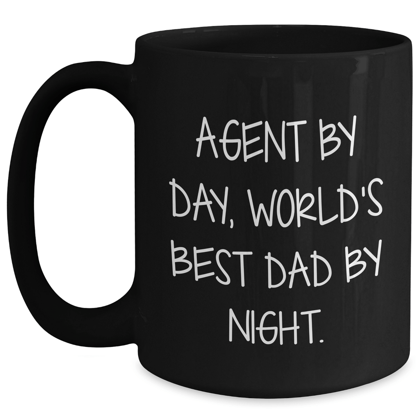 Agent By Day, World's Best Dad By Night Funny Graduation Gifts from Dad to Agent, Black Coffee Mug - Victory Thru Vision