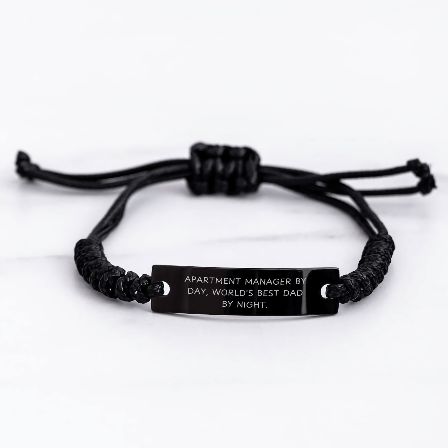 Apartment Manager Gifts by Day, World's Best Dad By Night Rope Bracelet for Graduation, Funny Quote Gifts from Men to Apartment Managers - Victory Thru Vision