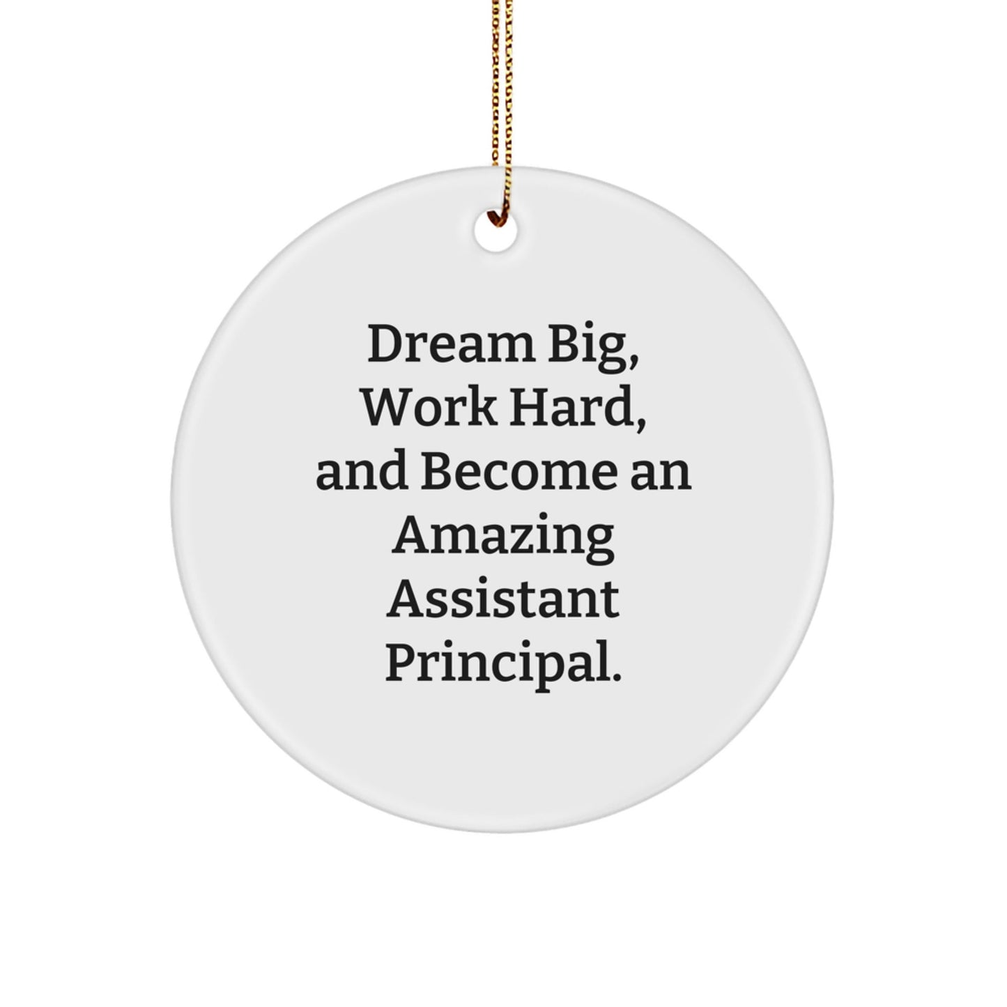 Assistant Principal Holiday Gift, Dream Big, Work Hard, and Become Amazing, Christmas Circle Ornament, Gifts from Friends to Assistant Principal - Victory Thru Vision