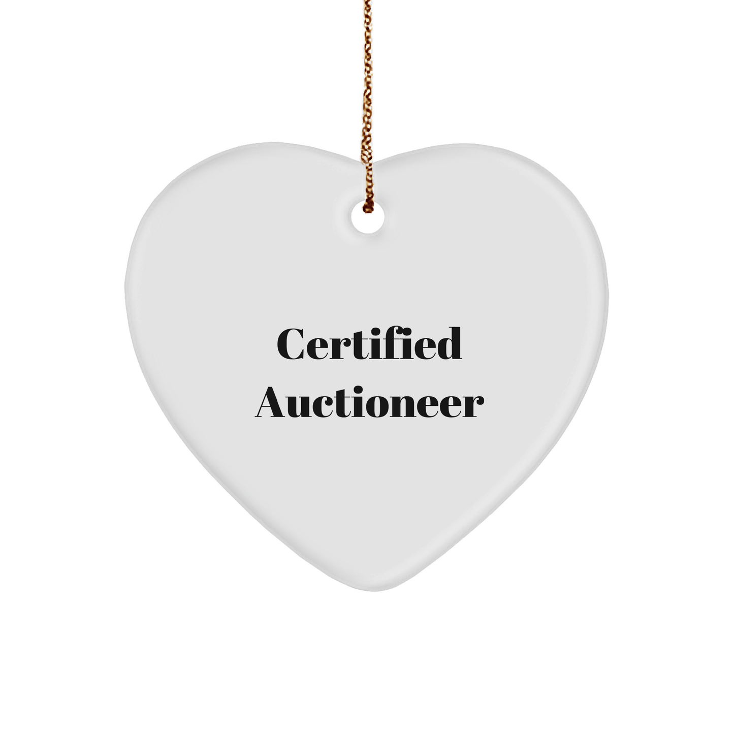 Auctioneer Gifts from Friends - Funny Quote Heart Ornament for Men, Certified Auctioneer, Christmas Unique Gifts - Victory Thru Vision