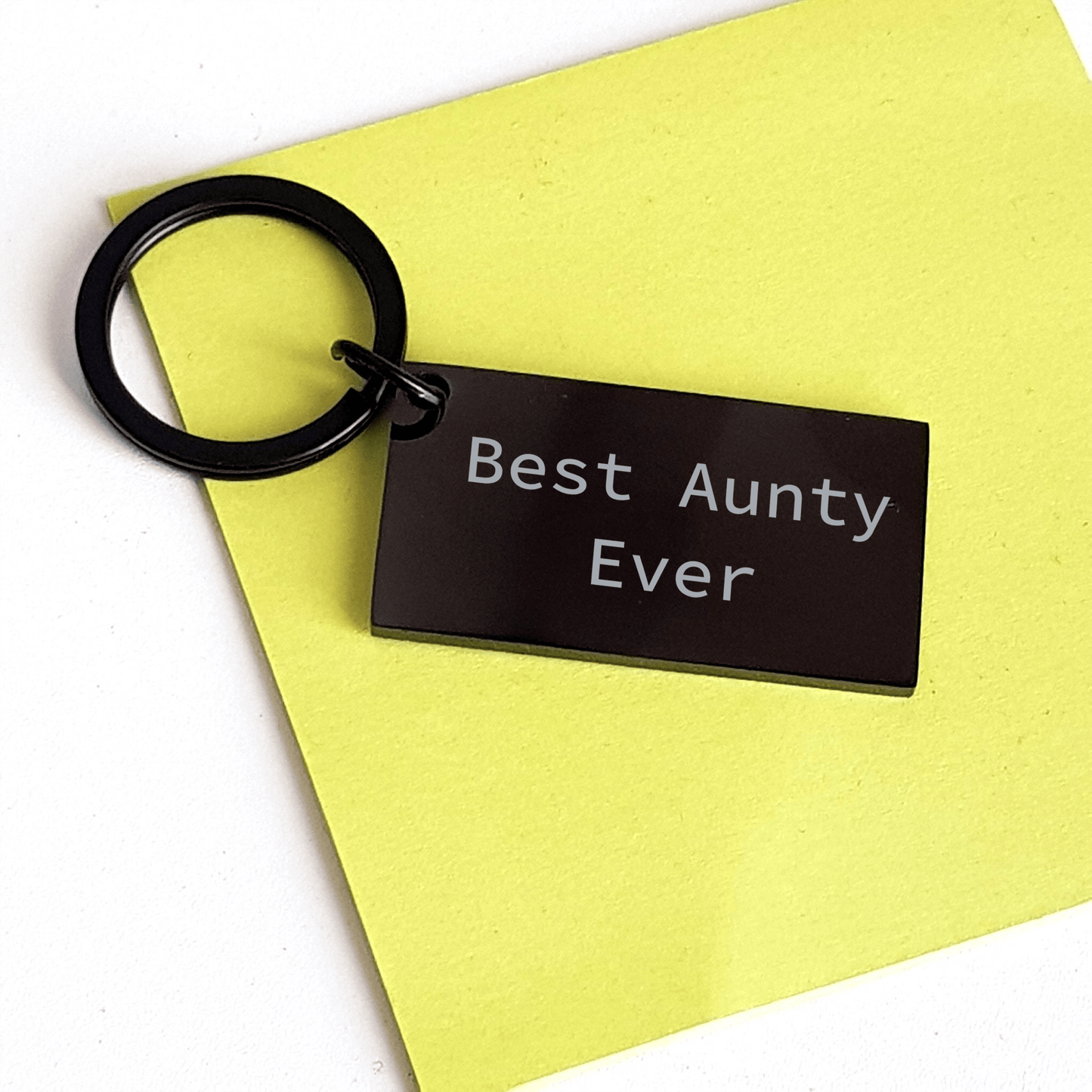 Aunty Keychain Gifts from Friends - Best Aunty Ever Quote, Father's Day Unique Keychain, Stainless Steel, Black Color, Engraved Message - Victory Thru Vision