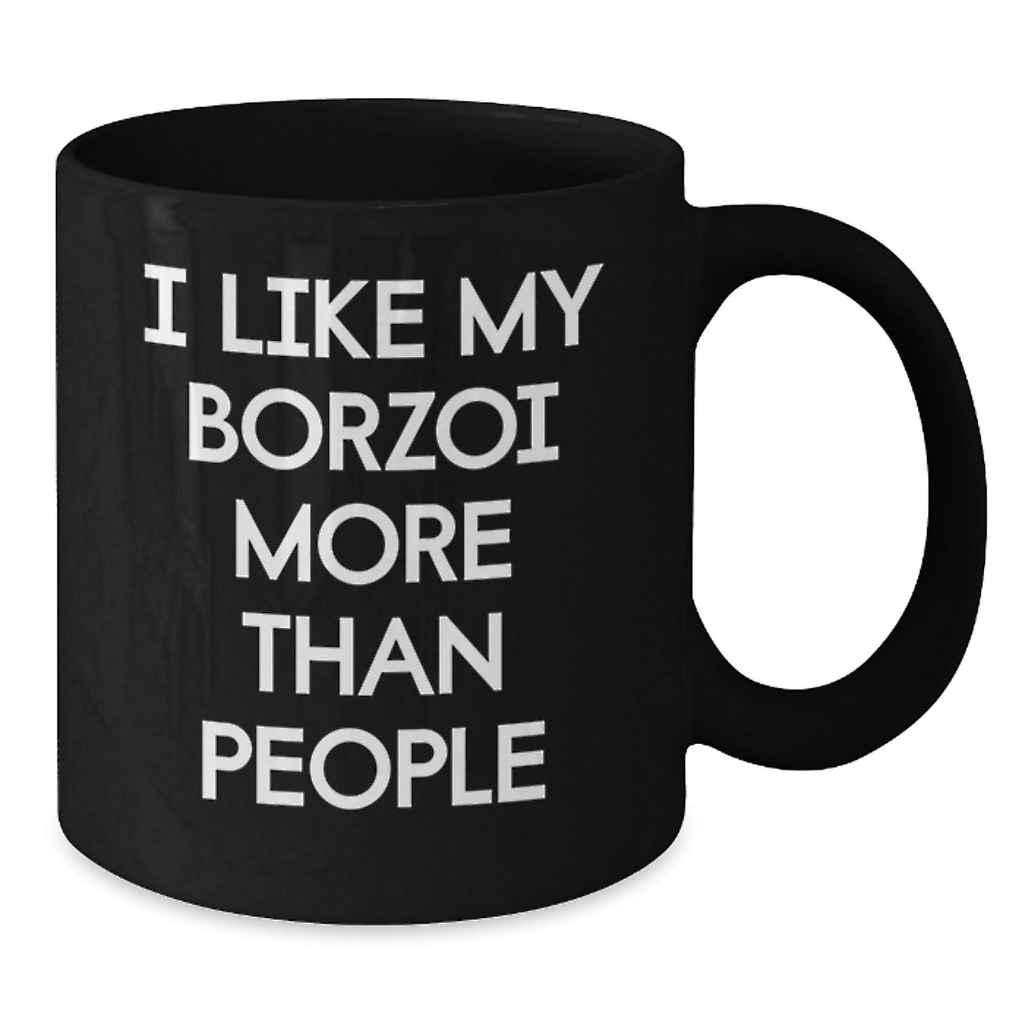 Borzoi Dog Lovers Gifts from Friends for Happy Birthday, Funny Quote Black Coffee Mug - Victory Thru Vision