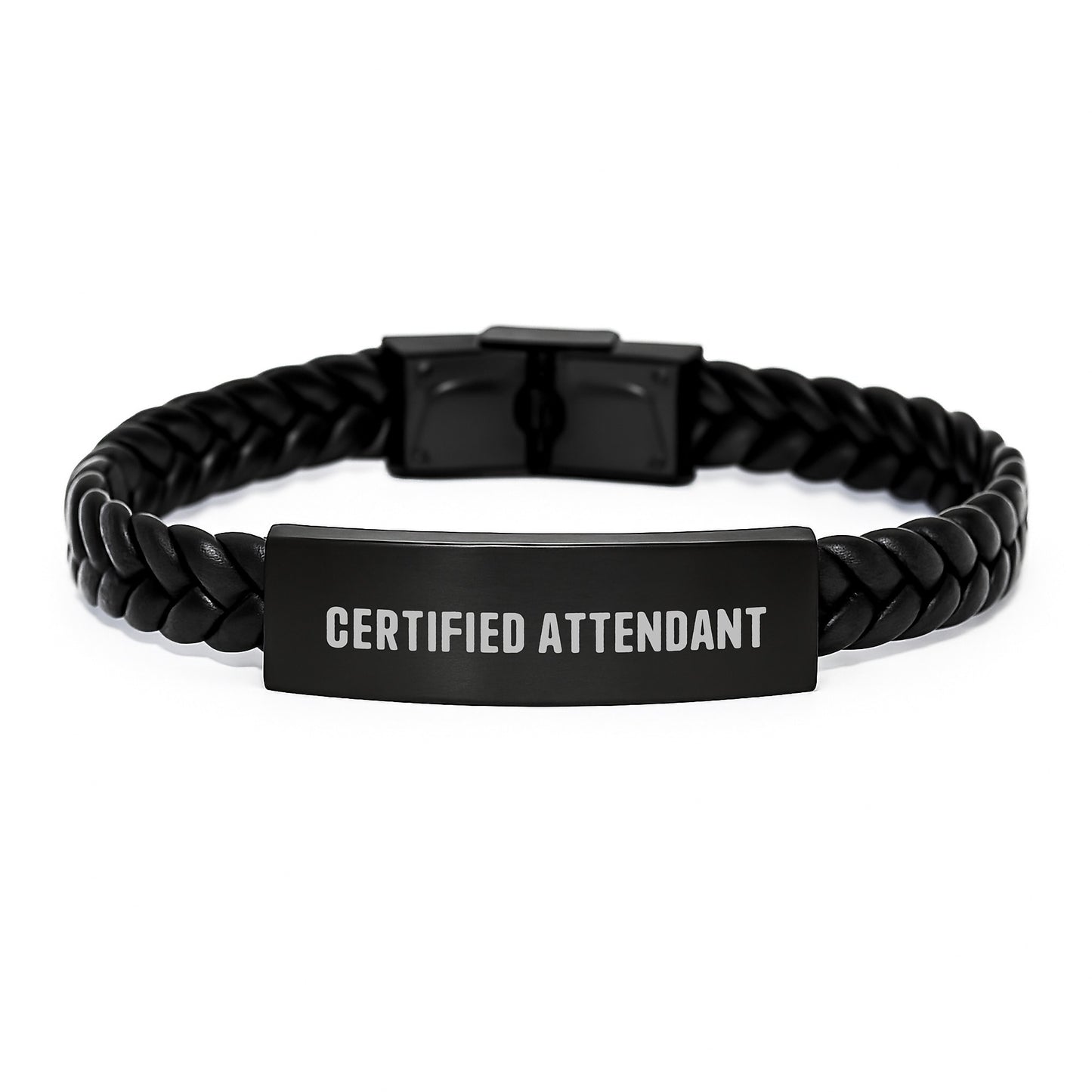 Certified Attendant Gifts from Friends Interlaced Leather Birthday Wishes, Inspirational Quote for Attendants, Stainless Steel and PU Leather, 7.87 inches - Image 1