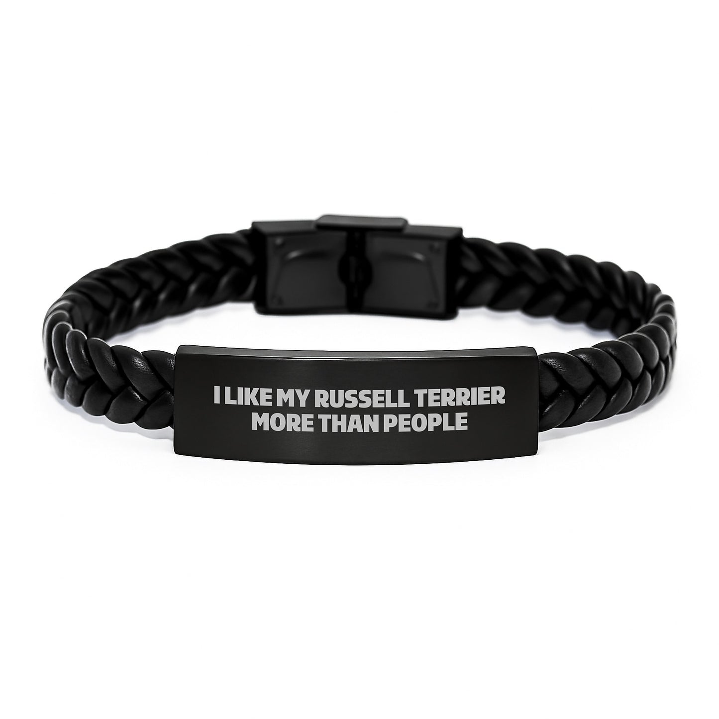 Russell Terrier Dog Lover's Funny Quote Interlaced Leather Bracelet Gifts from Friends to Family, Birthday Unique Presents for Men and Women - Image 1