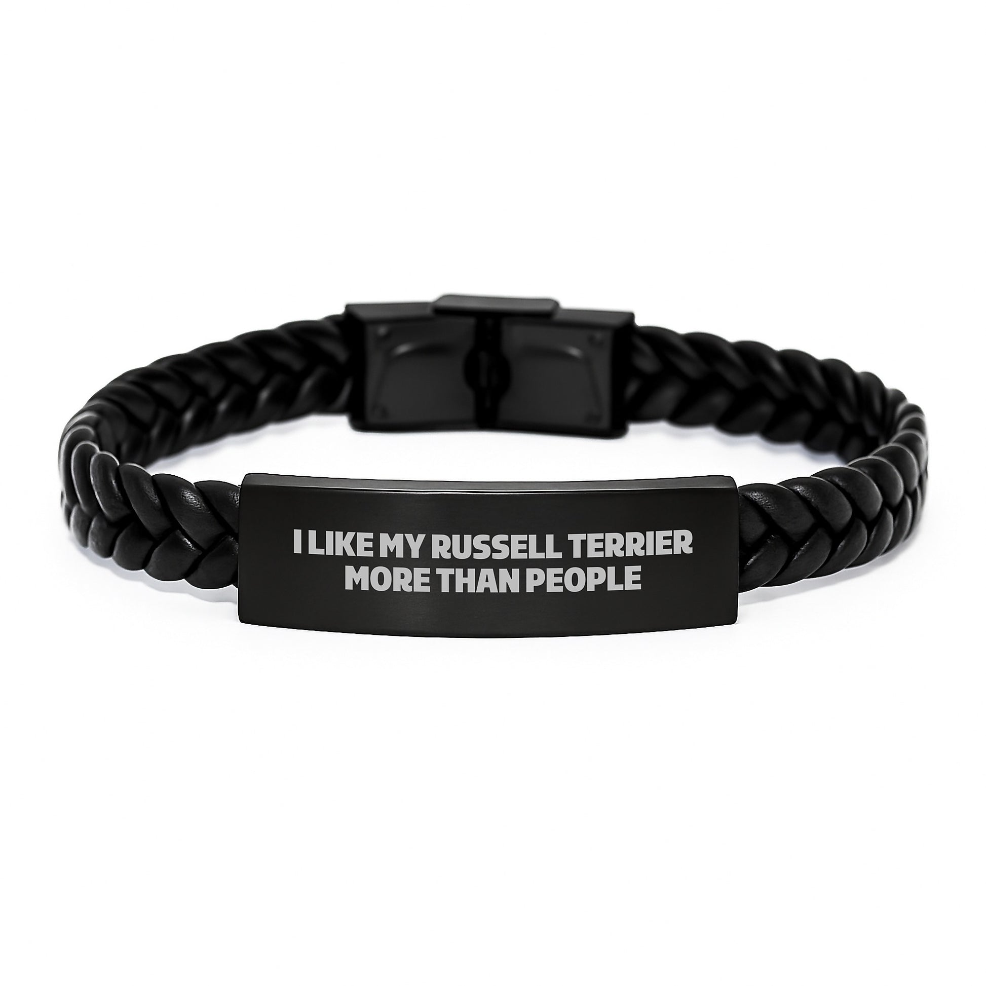Russell Terrier Dog Lover's Funny Quote Interlaced Leather Bracelet Gifts from Friends to Family, Birthday Unique Presents for Men and Women - Image 1
