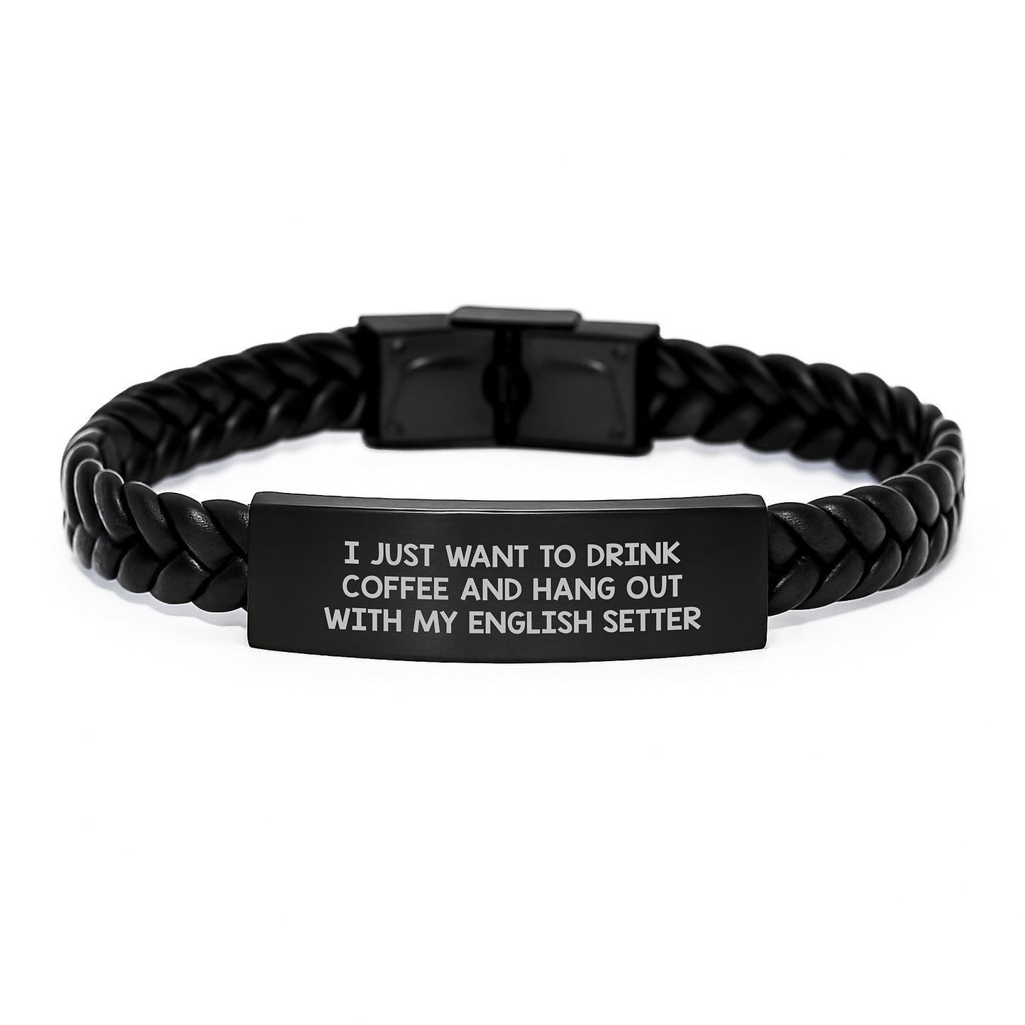 Funny English Setter Dog Lover's Interlaced Leather Bracelet Gifts from Friends, Coworkers, Family for Birthday - Image 1