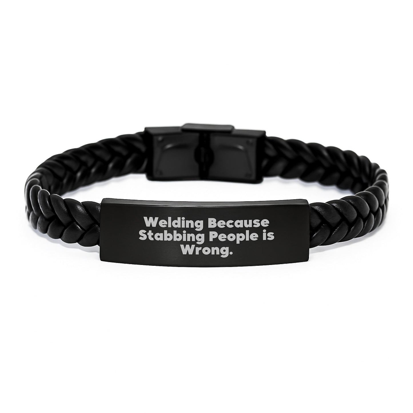 Welding Humor Interlaced Leather Bracelet, Funny Welding Gifts for Men Friends Coworkers, Christmas Unique Presents from Family - Image 1