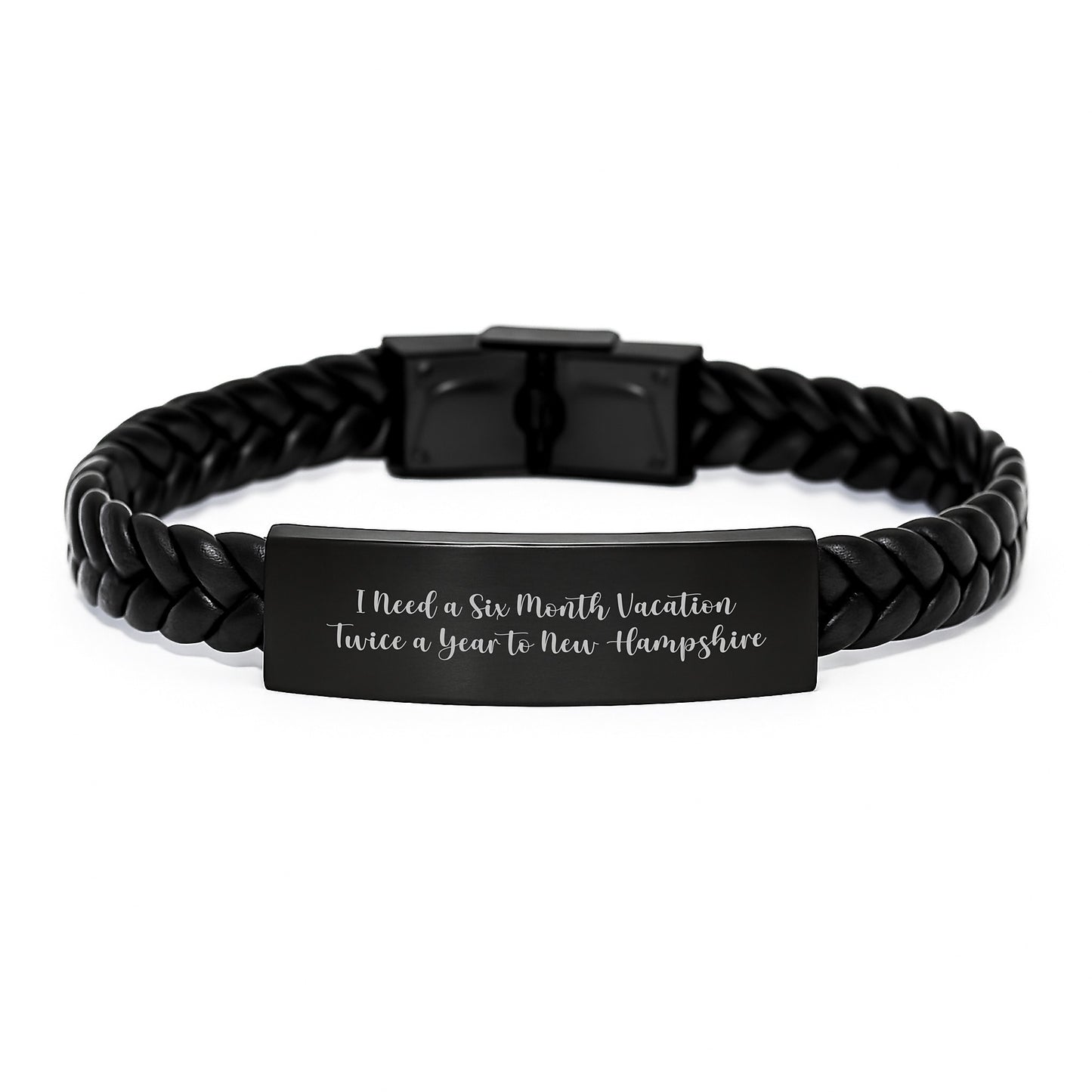 New Hampshire Getaway Dreams Interlaced Leather Bracelet Gifts from Friends and Family for Men and Women Christmas Unique Presents - Image 1