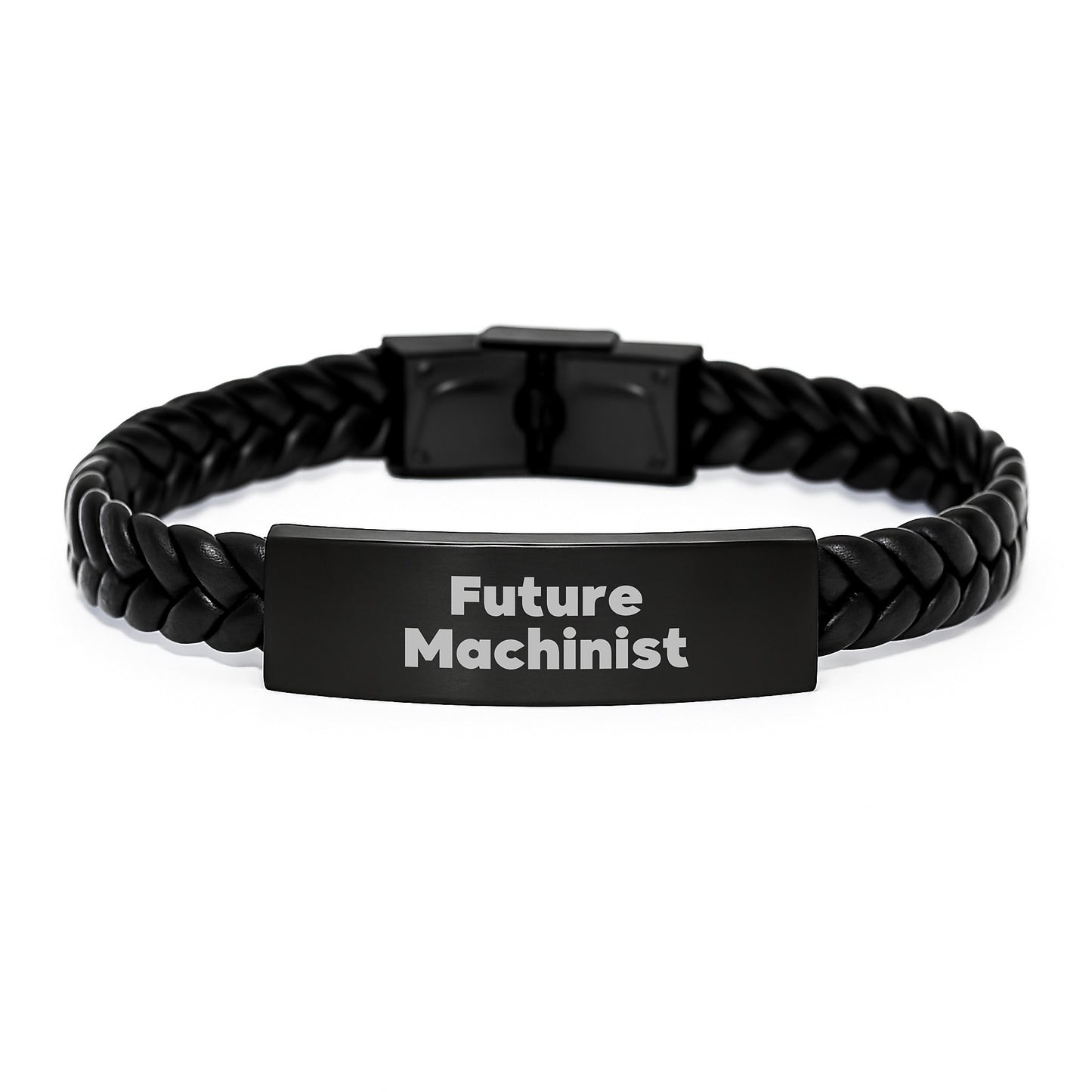 Funny Future Machinist Gifts from Friends for Men - Machinist Interlaced Leather Bracelet, Stainless Steel and PU Leather, Christmas Unique Gifts - Image 1