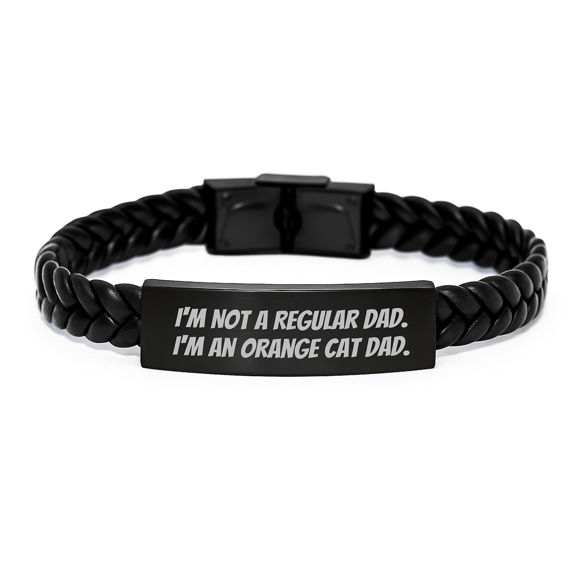 Funny Orange Cat Dad Gifts for Men, I'm Not A Regular Dad, Orange Cat Interlaced Leather Bracelet, Birthday Unique Presents from Dad to Son, Husband to Friend - Image 1