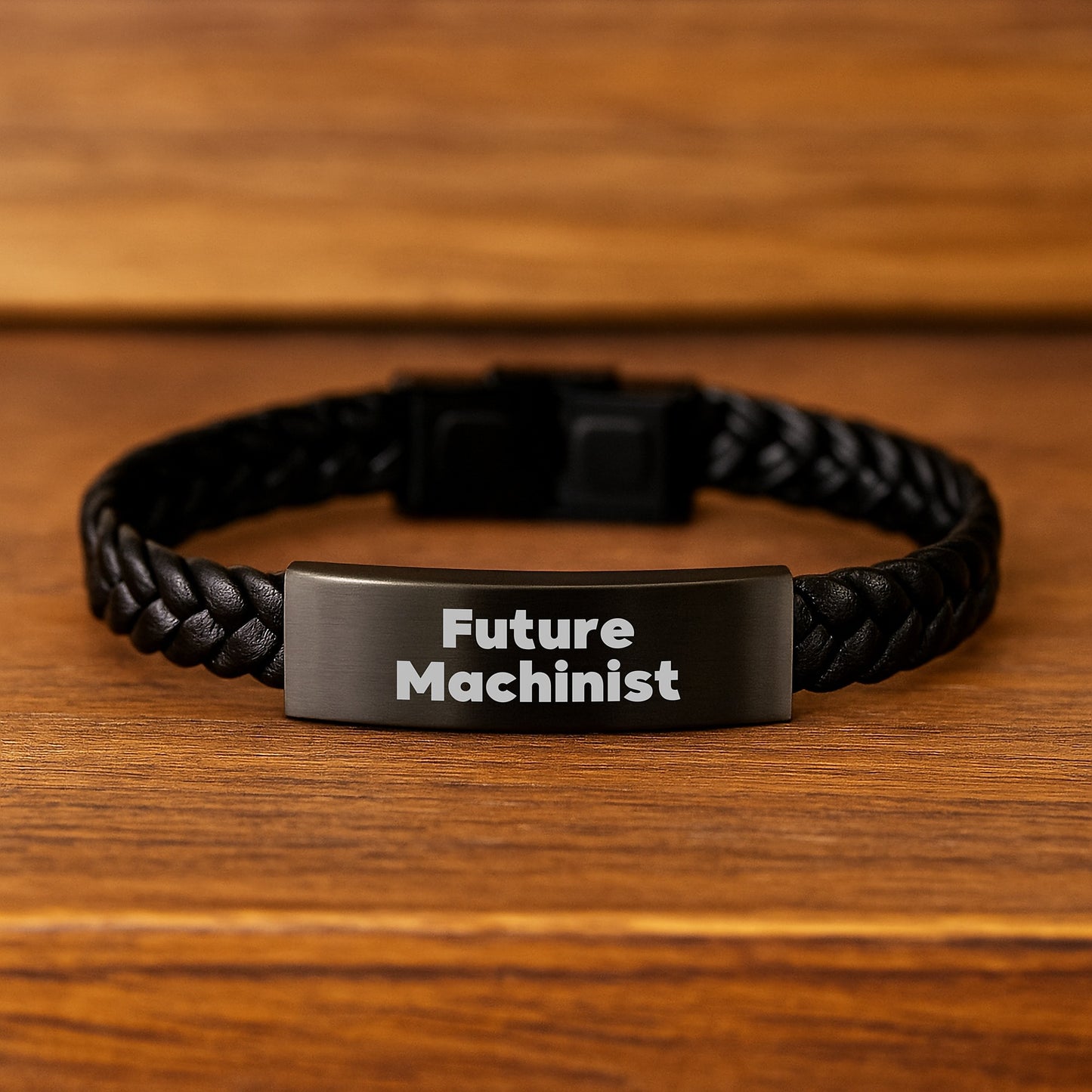 Funny Future Machinist Gifts from Friends for Men - Machinist Interlaced Leather Bracelet, Stainless Steel and PU Leather, Christmas Unique Gifts - Image 2