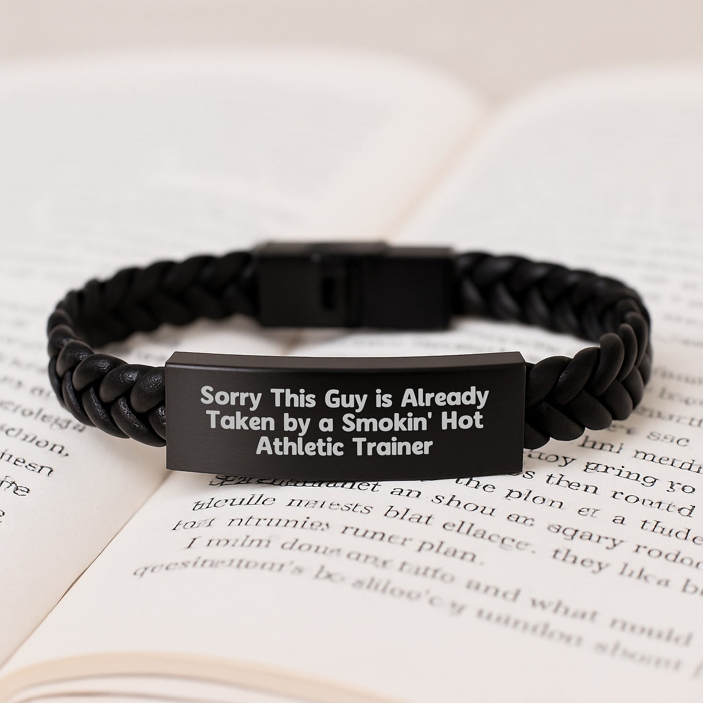 Funny Quote Athletic Trainer Gifts, Interlaced Leather Bracelet for Men, Graduation Unique Gifts from Friends, Sorry This Guy Is Already Taken - Image 3