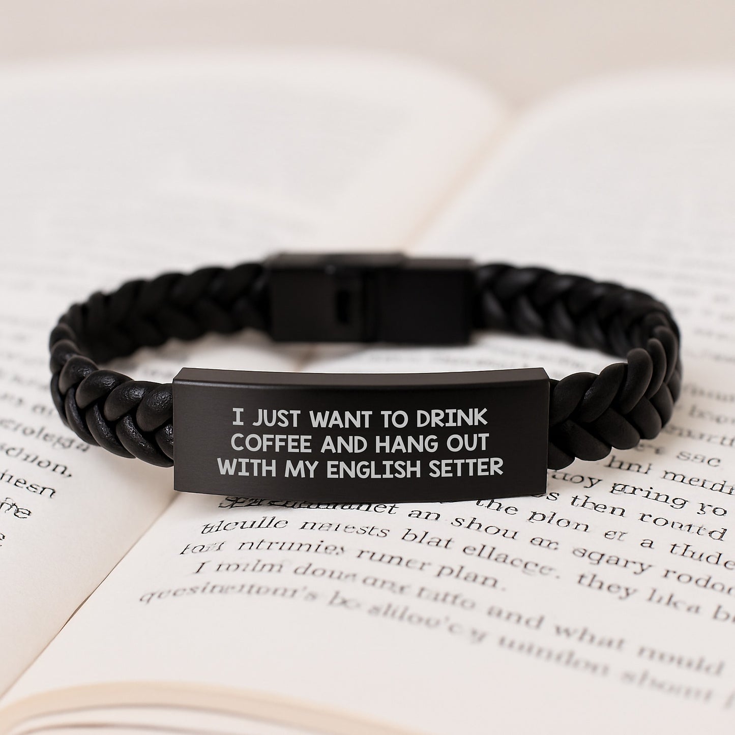 Funny English Setter Dog Lover's Interlaced Leather Bracelet Gifts from Friends, Coworkers, Family for Birthday - Image 3