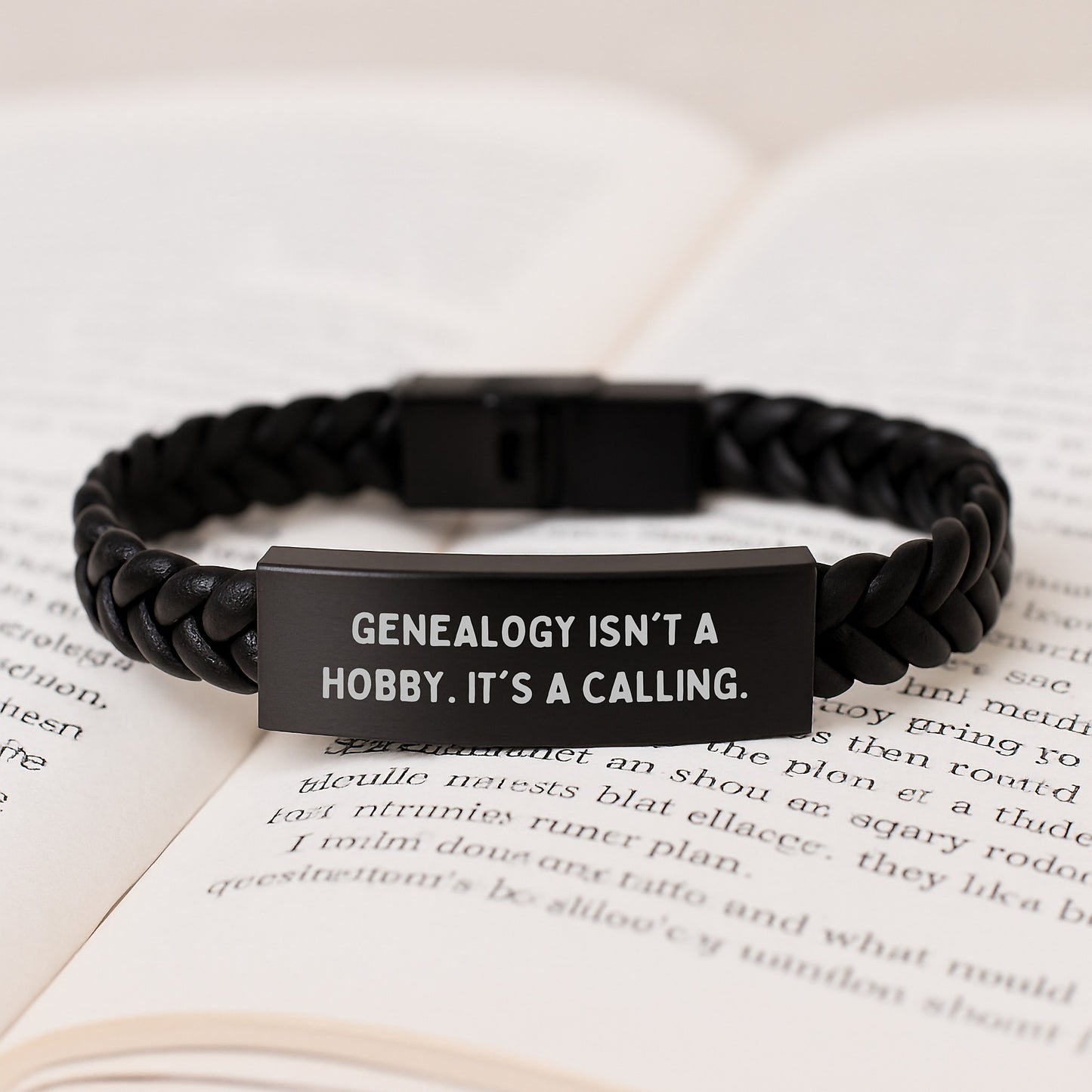 Genealogy Enthusiast Gifts from Family - 'Genealogy Isn't A Hobby. It's A Calling.' Interlaced Leather Bracelet for Christmas Unique Gifts for Men Women Friends - Image 3