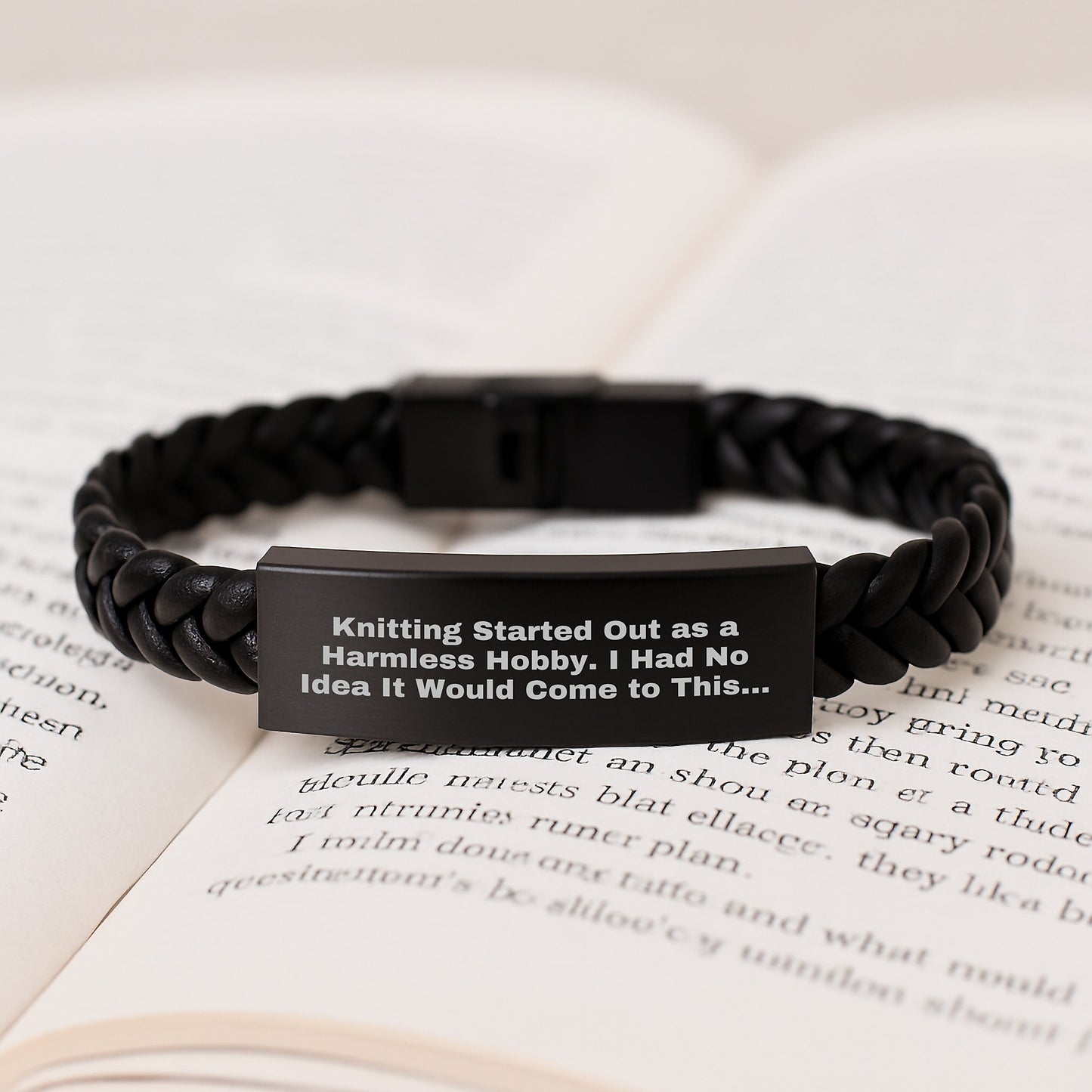 Funny Knitting Quotes Interlaced Leather Bracelet, Valentine's Gifts for Knitting Lovers, Gifts from Men to Women - Image 3
