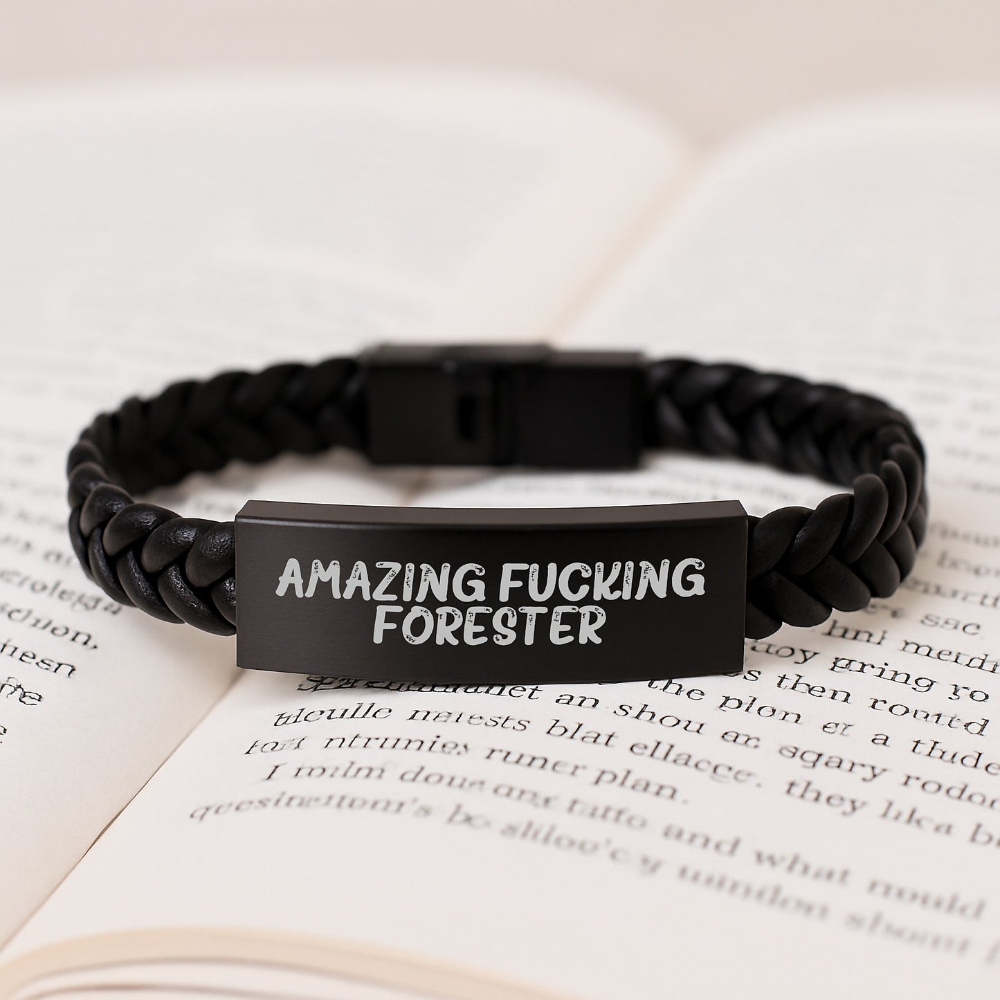 Funny Forester Gifts for Him, Interlaced Leather Bracelet with Stainless Steel, Engraved Forester Quote - Christmas Unique Presents for Friends, Family, Coworkers - Image 3