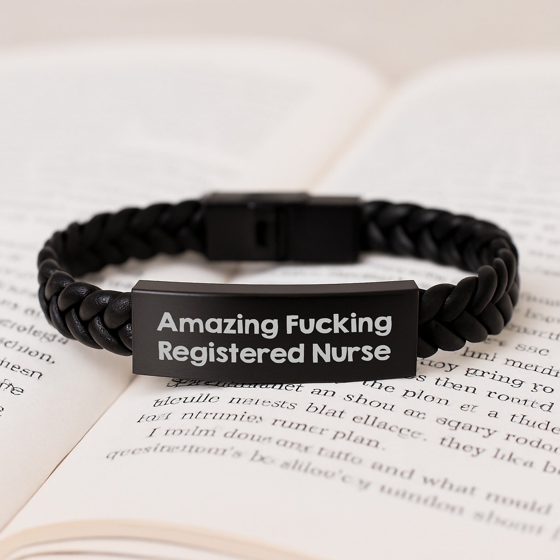 Funny Registered Nurse Gifts for Men Women Friends Coworkers from Family - Amazing F--king Registered Nurse Interlaced Leather Bracelet Christmas Unique Presents - Image 3