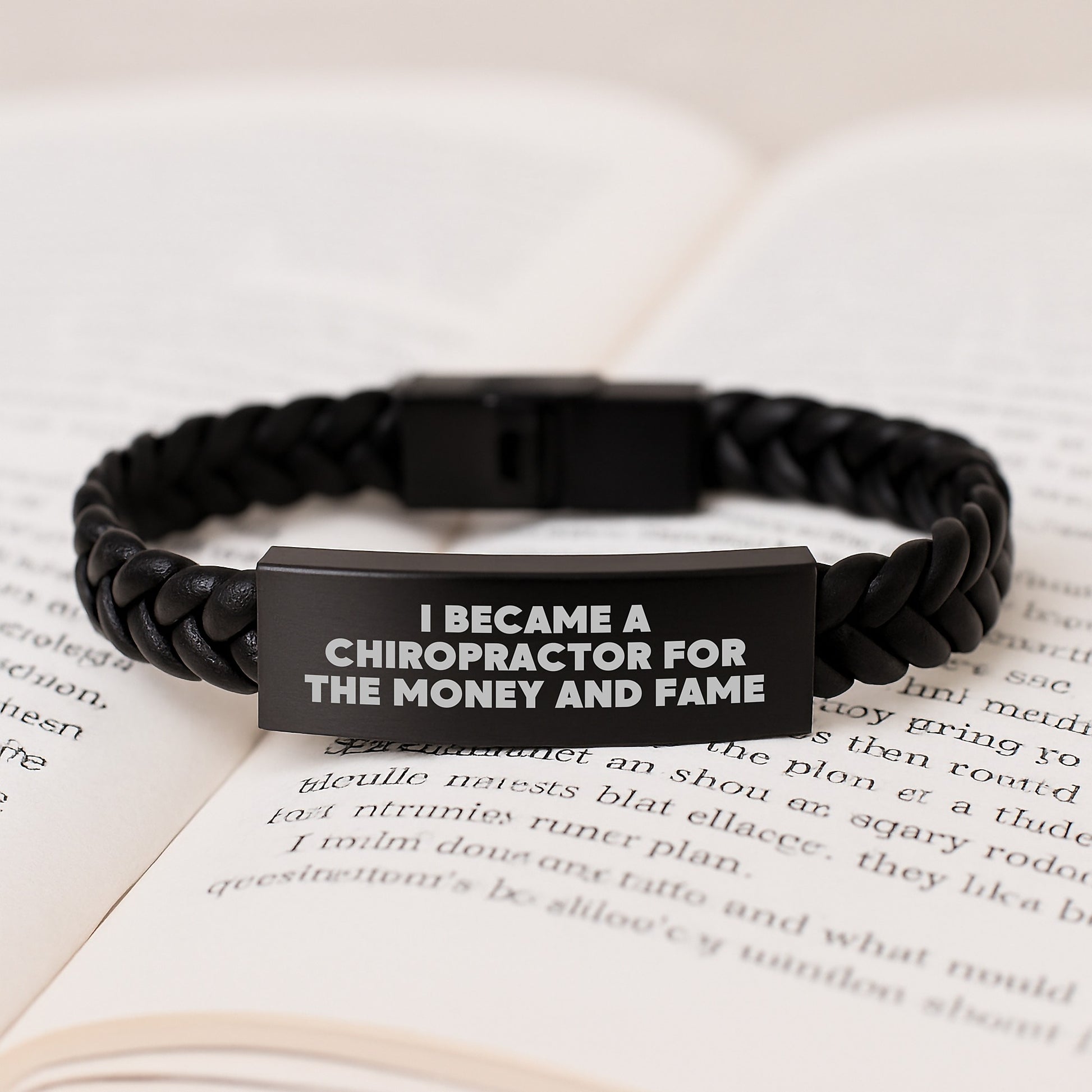Unique Interlaced Leather Bracelet Gifts from Friends for Chiropractor, Funny Quote 'I Became A Chiropractor For The Money And Fame' - Perfect Christmas Unique Gifts for Men, Women, Family - Image 3