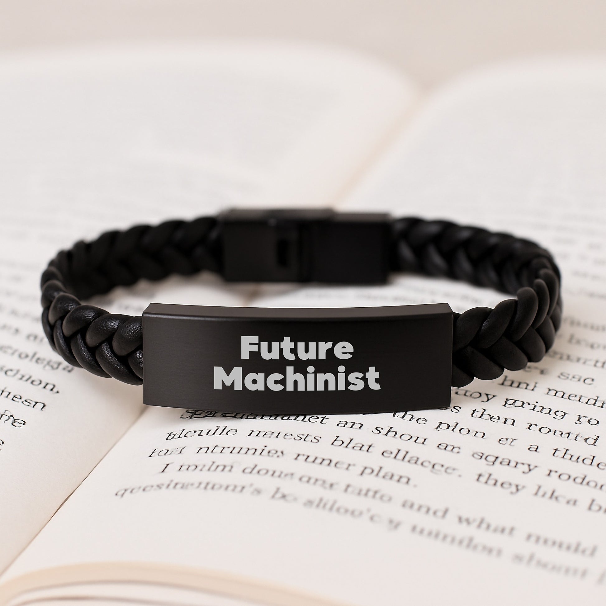Funny Future Machinist Gifts from Friends for Men - Machinist Interlaced Leather Bracelet, Stainless Steel and PU Leather, Christmas Unique Gifts - Image 3