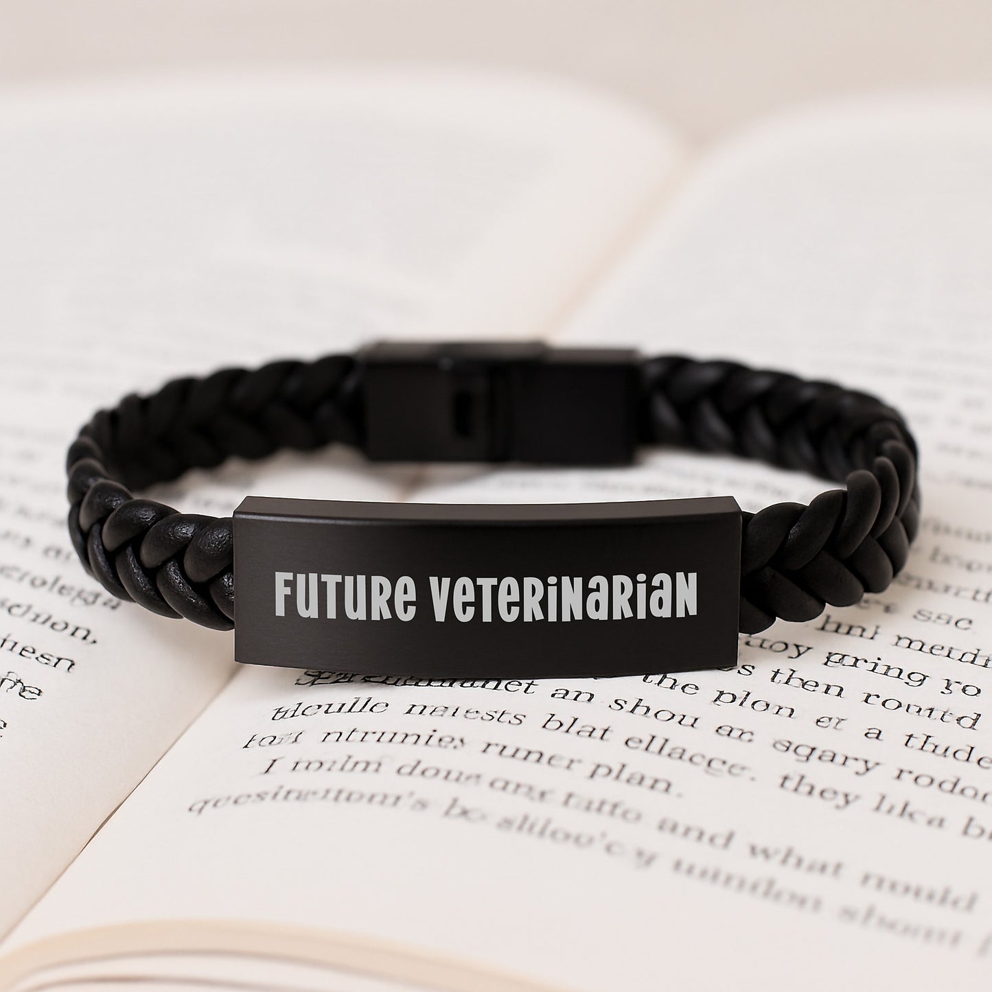 Funny Inspirational Gifts for Future Veterinarians, Interlaced Leather Bracelet, Stainless Steel Engraved, Perfect Christmas Unique Gifts from Friends and Family to Men Women Coworkers - Image 3