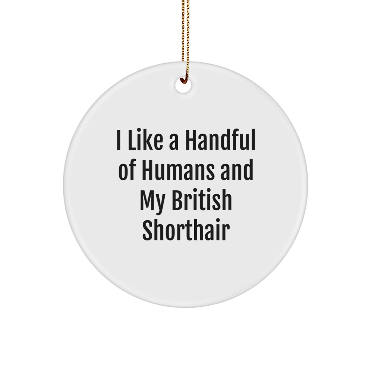 British Shorthair Cat Lovers Gifts from Men to Friends - I Like A Handful Of Humans And My British Shorthair, Christmas Circle Ornament - Victory Thru Vision