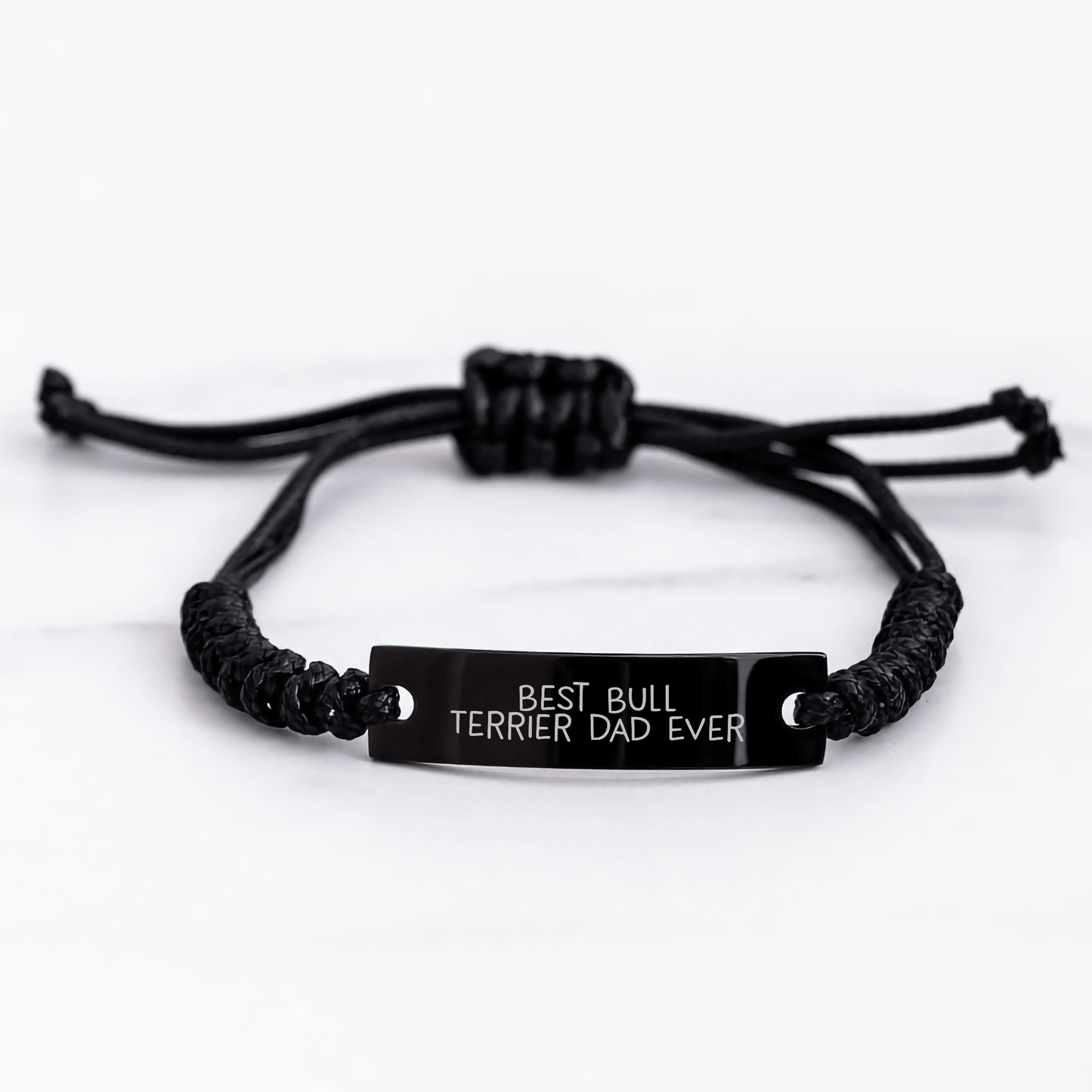 Bull Terrier Dog Rope Bracelet, Funny Quote 'Best Bull Terrier Dad Ever' - Gifts from Mom to Dad for Father's Day - Victory Thru Vision