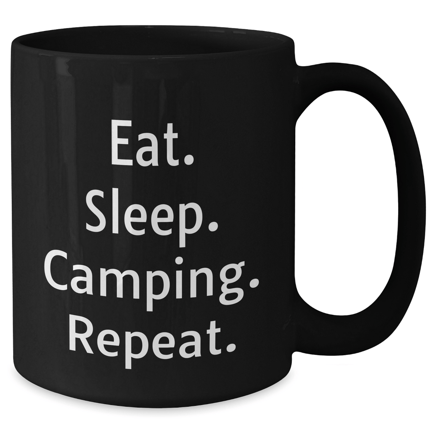 Camping Gifts for Men - Eat. Sleep. Camping. Repeat. Funny Black Coffee Mug for Father's Day, Gifts from Family - Victory Thru Vision