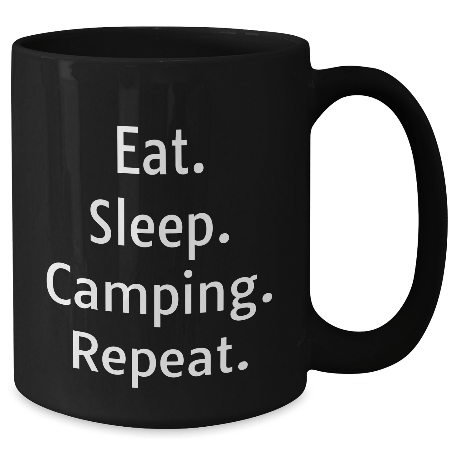 Camping Gifts for Men - Eat. Sleep. Camping. Repeat. Funny Black Coffee Mug for Father's Day, Gifts from Family - Victory Thru Vision