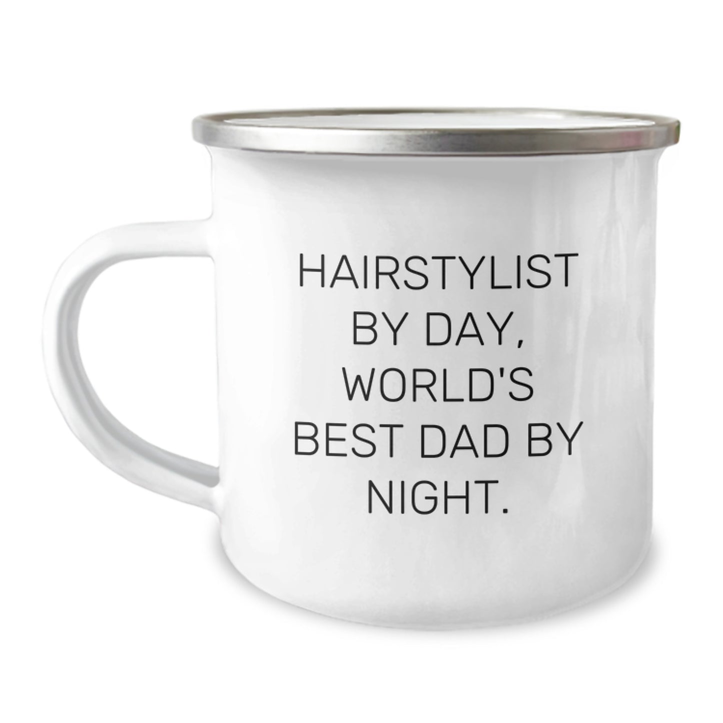 Hairstylist Gifts from Friends - Funny Camping Mug for Hairstylist Graduation, 'Hairstylist By Day, World's Best Dad By Night.' - Image 1