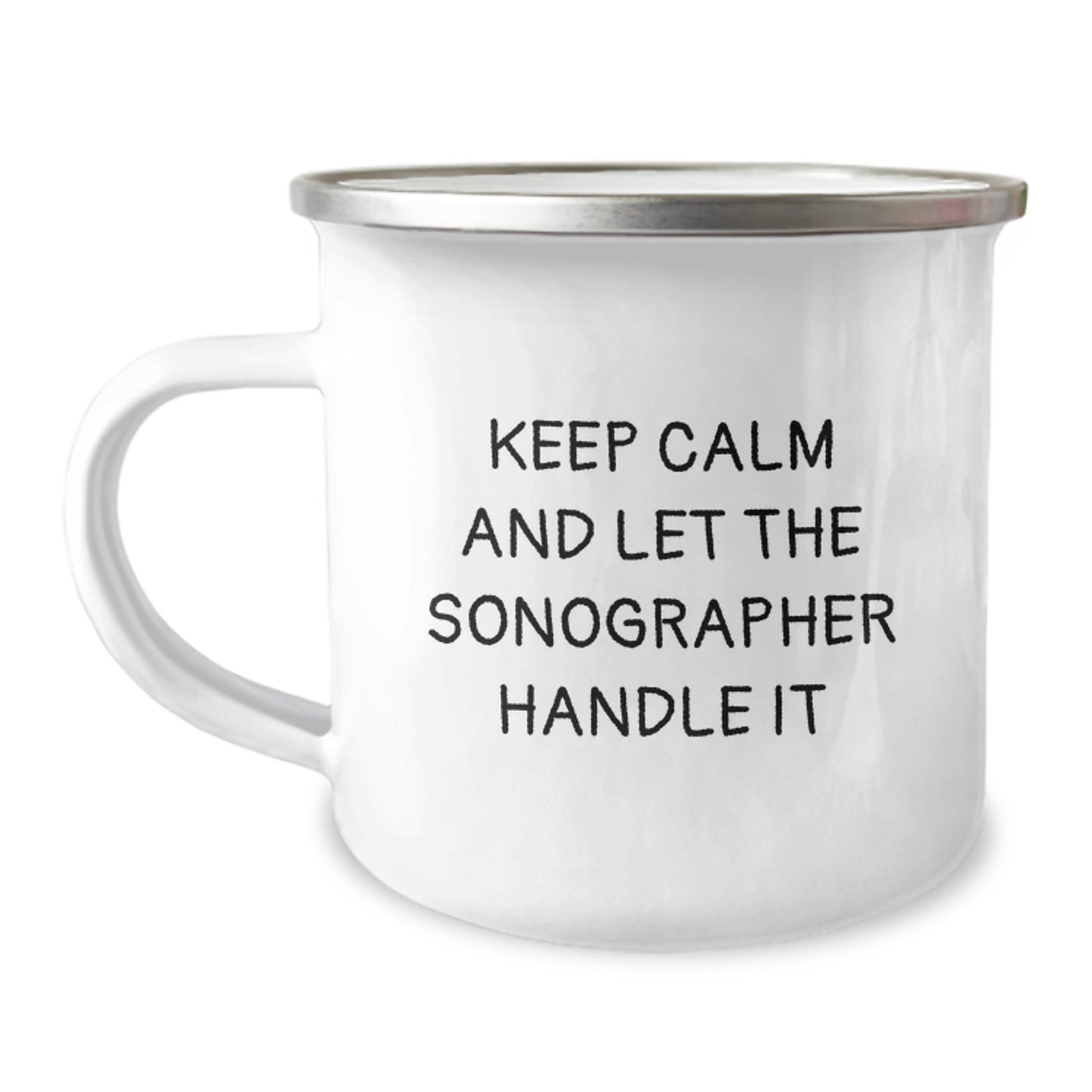 Funny Sonographer Gifts, Christmas Unique Gifts from Friends to Sonographer, Keep Calm And Let The Sonographer Handle It Insulated Camping Mug - Image 1