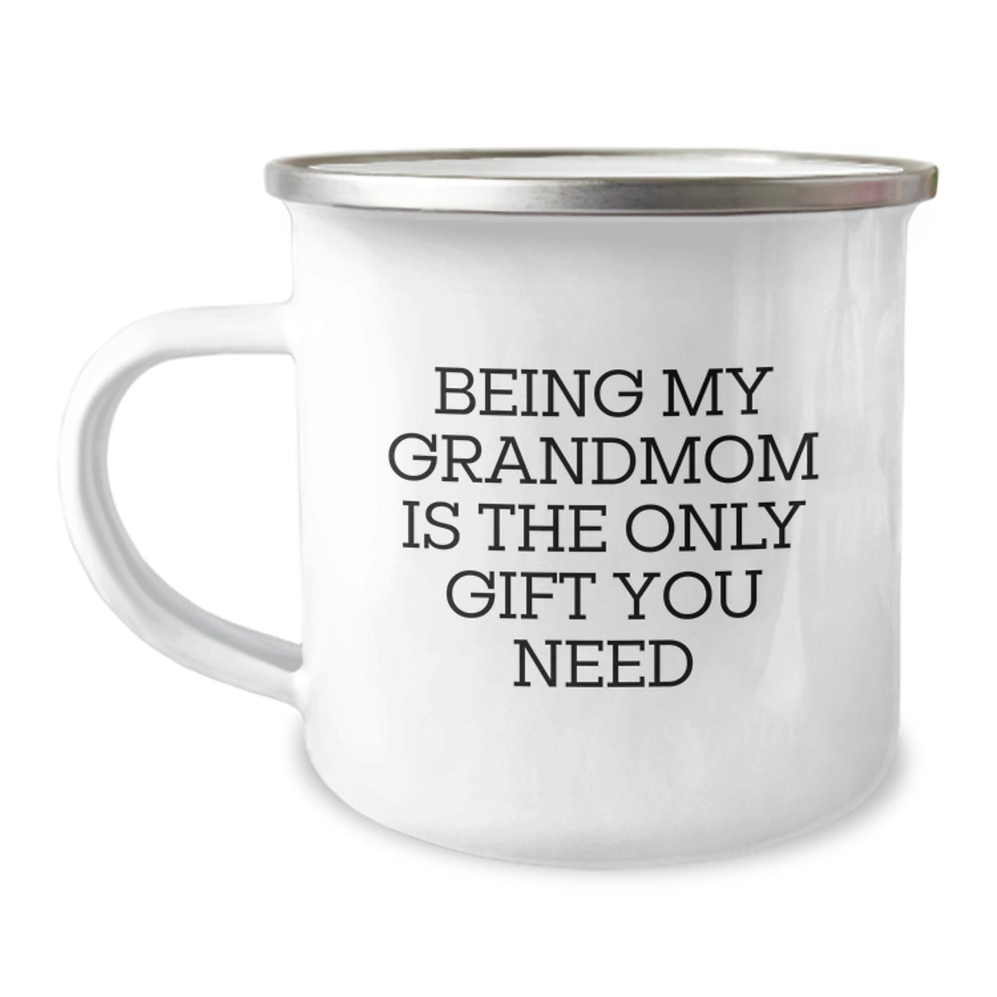 Grandmom Gifts from Us, Being My Grandmom Is The Only Gift You Need Funny Camping Mug for Birthday, Gifts for Grandmom, 12 oz Stainless Steel with Enamel Finish - Image 1